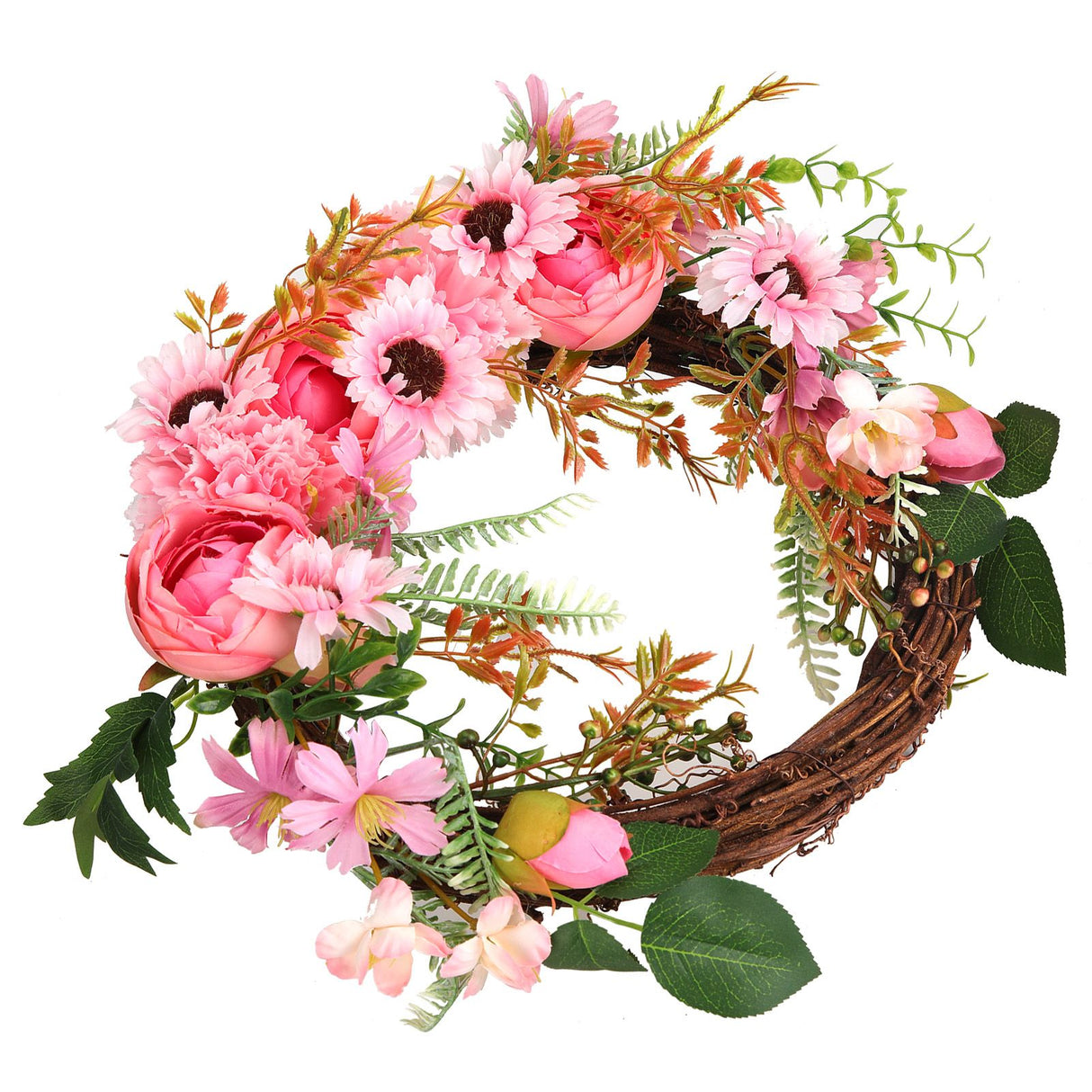 Artificial Flower Wreath Simulation Peony Door Hanging Garland Festivals Party DecorationPink