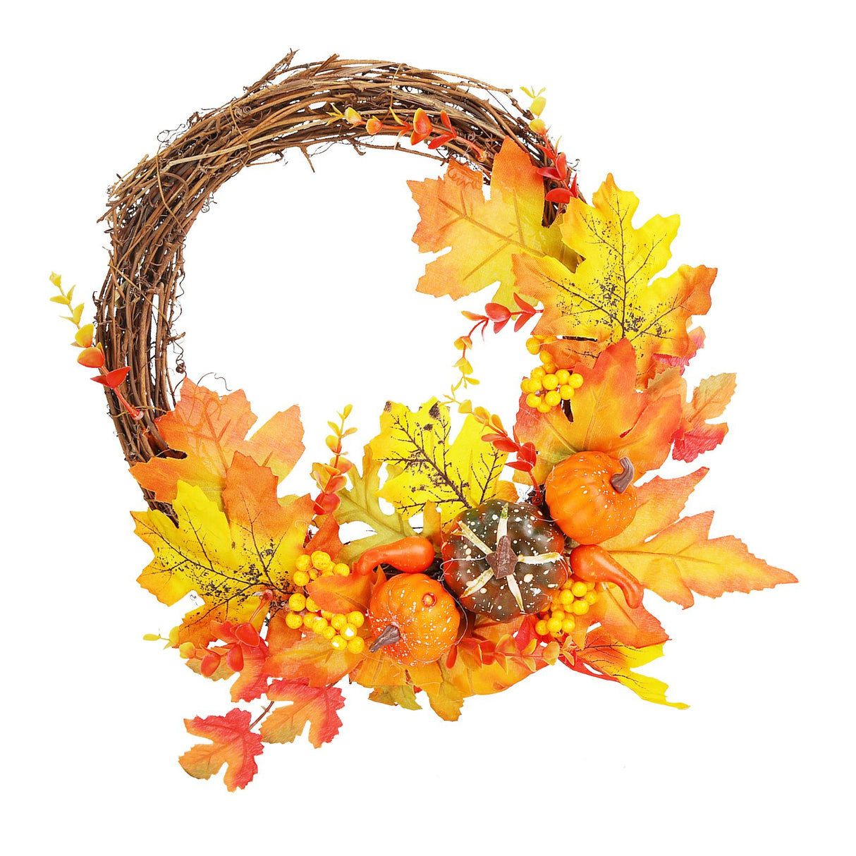 Artificial Leaf Pumpkin Wreath Door Window Fall Wreath for Halloween Christmas Decoration