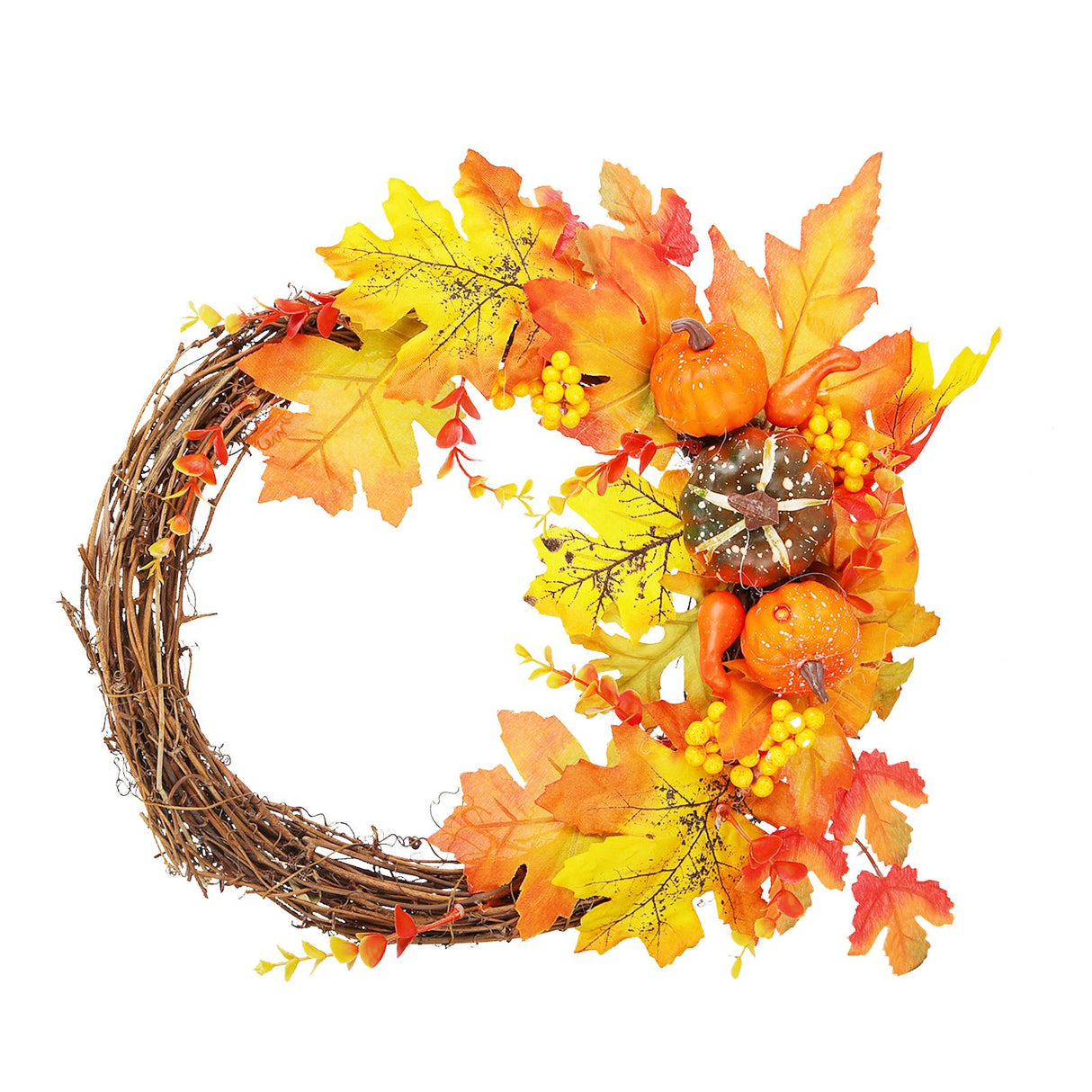 Artificial Leaf Pumpkin Wreath Door Window Fall Wreath for Halloween Christmas Decoration