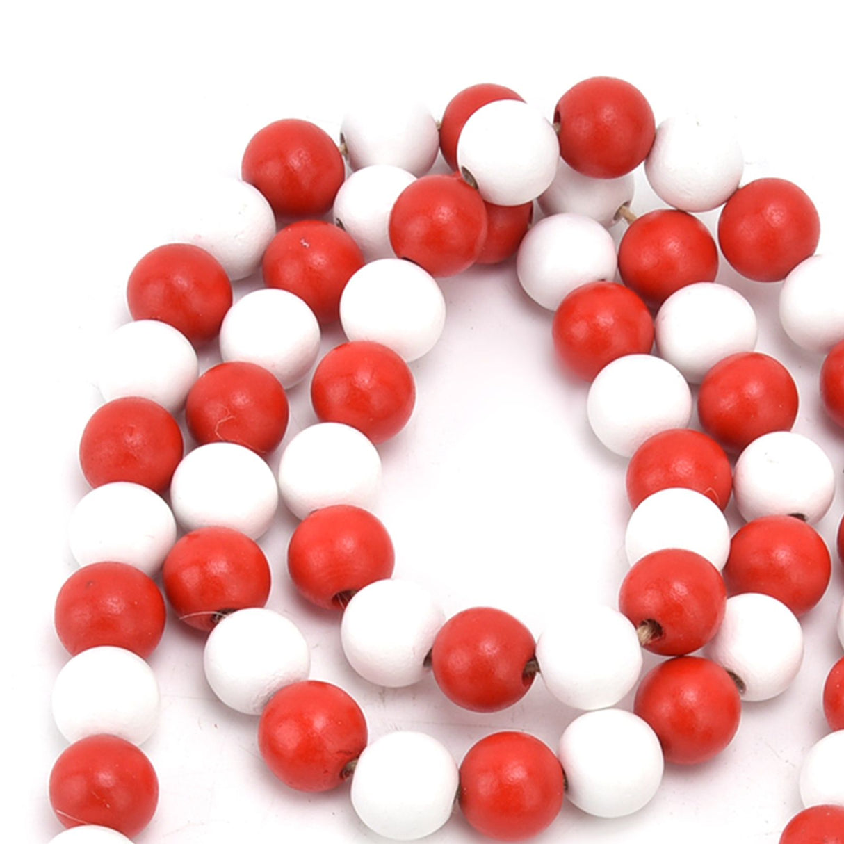 Wood Bead Garland Christmas Tree Tassel Wooden Bead Ornaments for Home Festival Decoration(Red White )