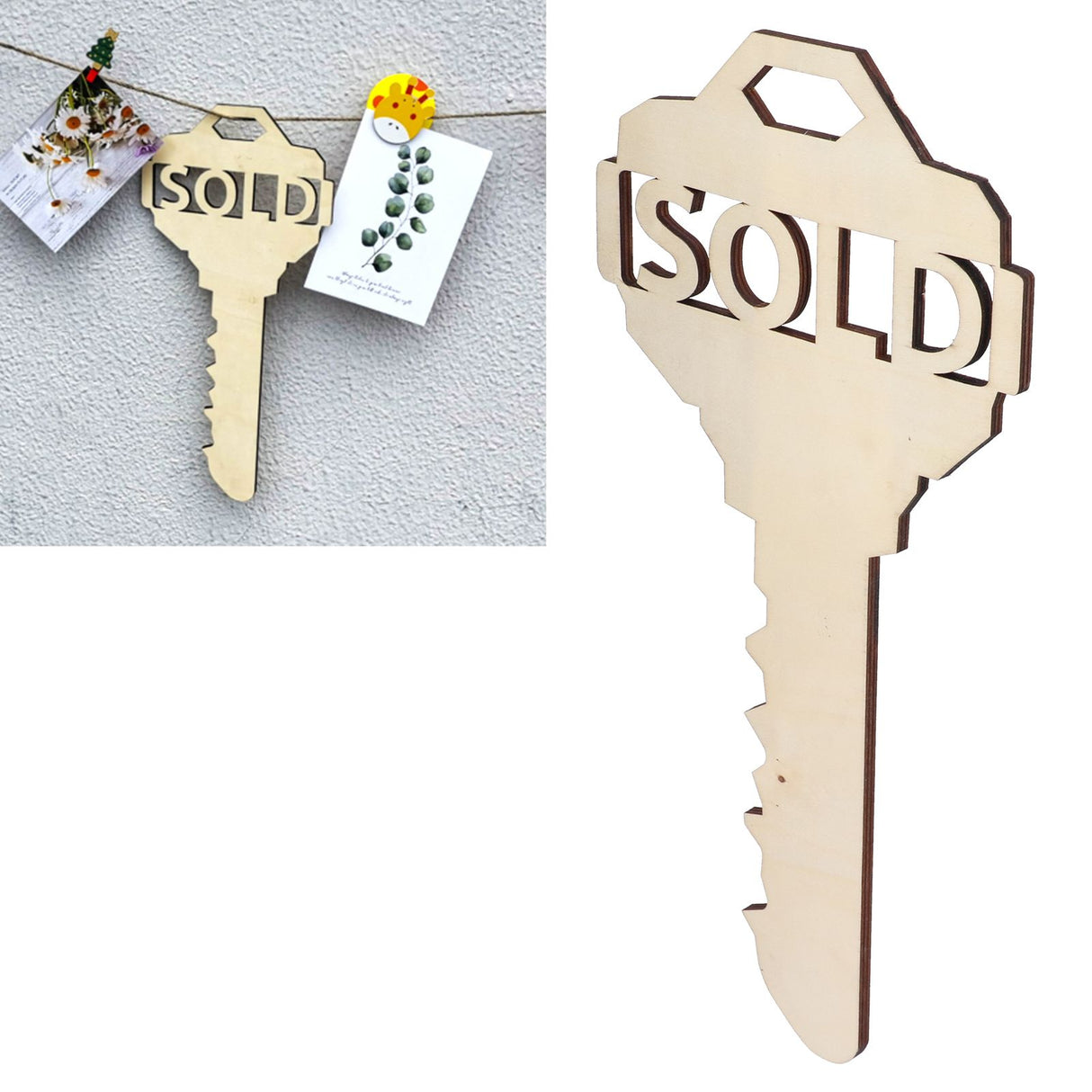 Chinese Style Wooden Key Shaped Pendant DIY Photo Props Window Decorations for Home Outdoor