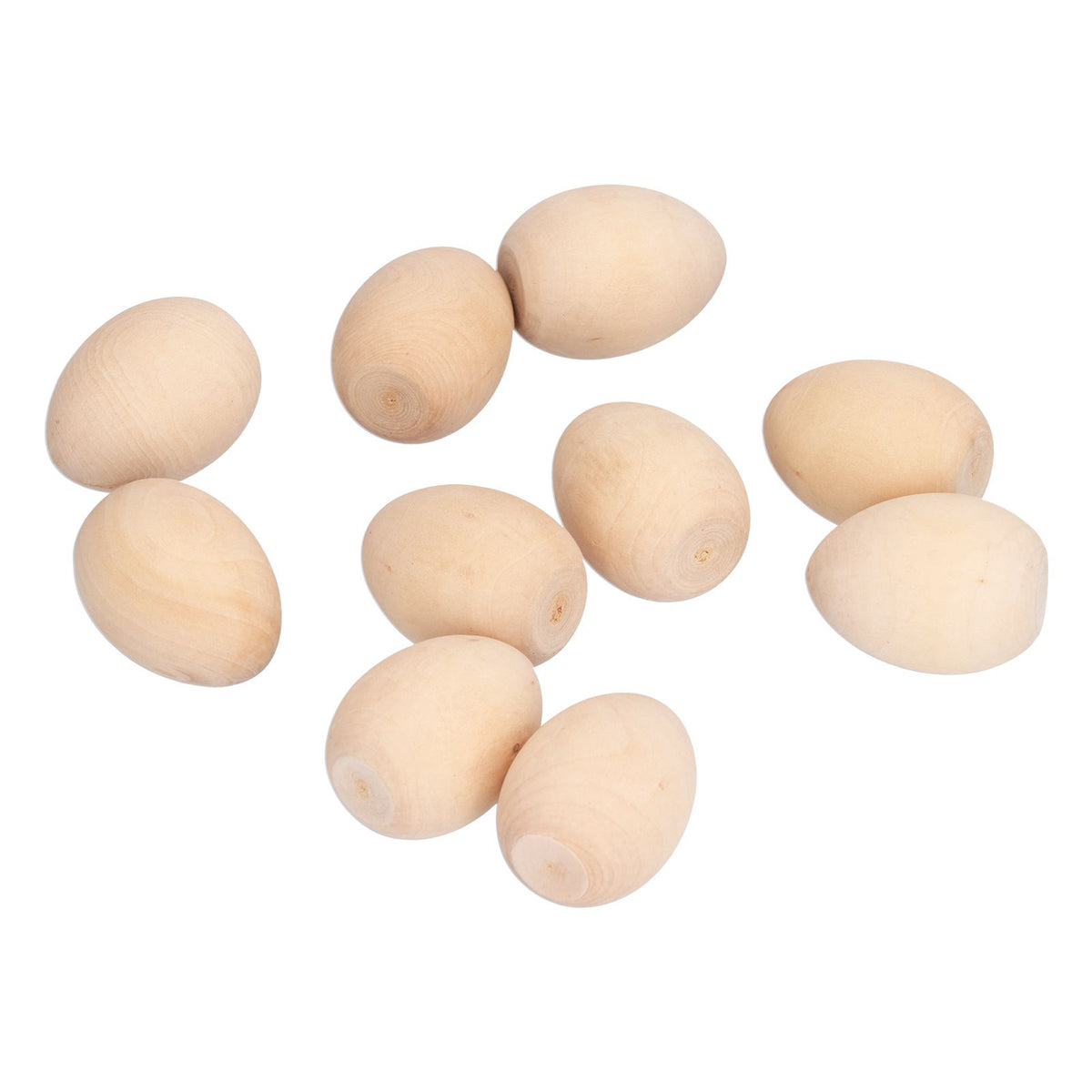 10Pcs Wooden Easter Egg Dyeable DIY Hand Painted Lightweight Craft Eggs for Party Festival