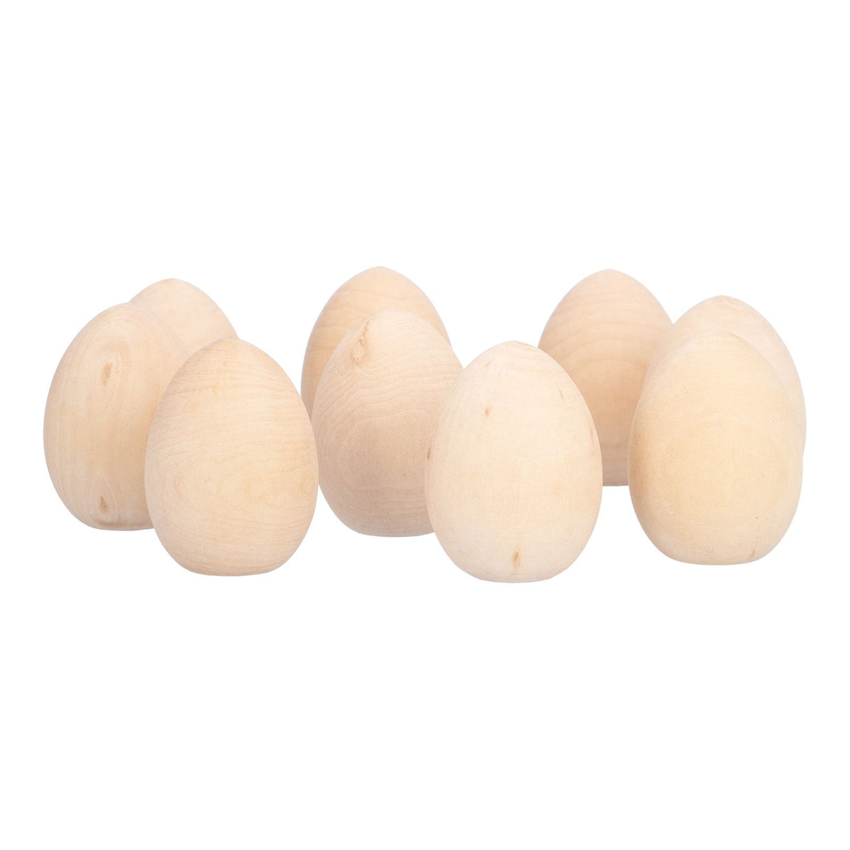 10Pcs Wooden Easter Egg Dyeable DIY Hand Painted Lightweight Craft Eggs for Party Festival