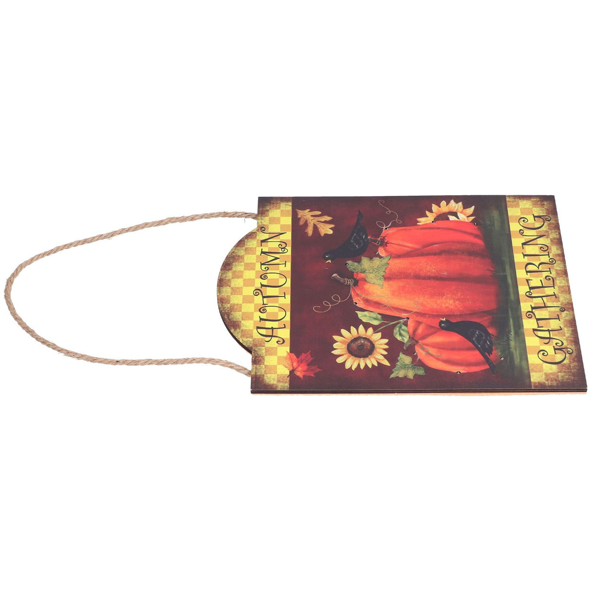 Pumpkin Turkey Pattern Wooden Hanging Board Sign with LED Light for Indoor Outdoor Thanksgiving