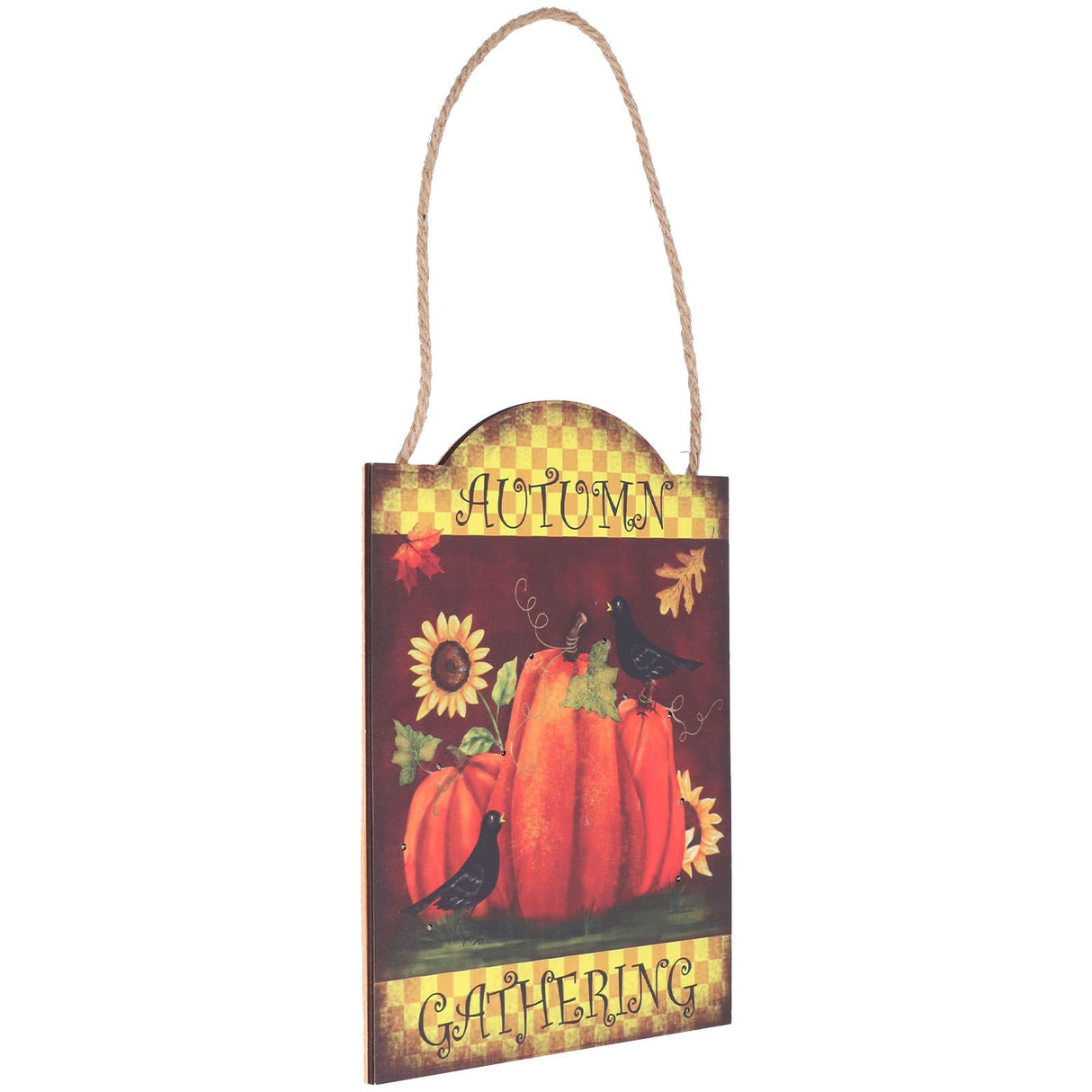 Pumpkin Turkey Pattern Wooden Hanging Board Sign with LED Light for Indoor Outdoor Thanksgiving