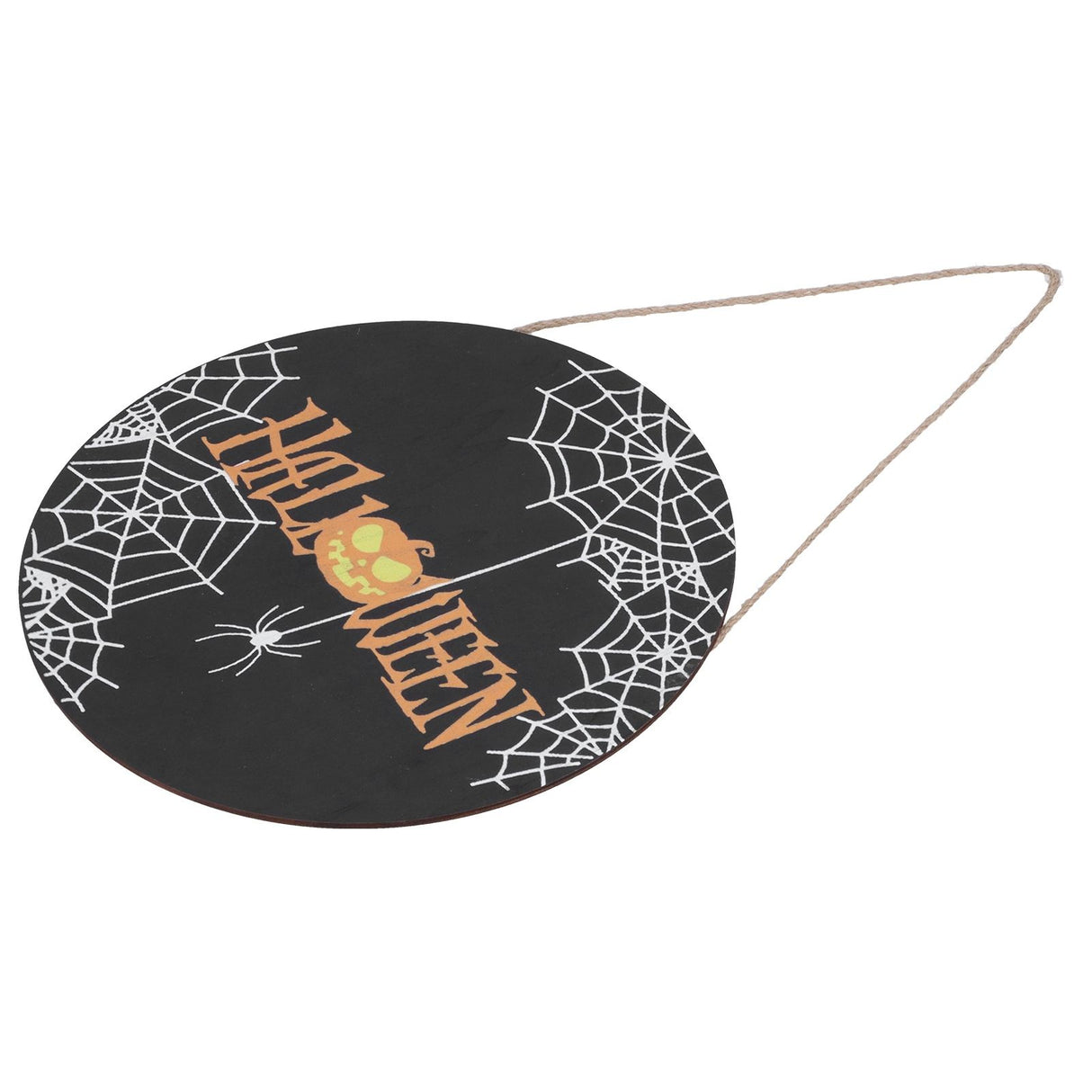 Halloween Spider Web Pattern Wooden Welcome Sign Decorative Hanging Board for Indoor OutdoorWithout Bow