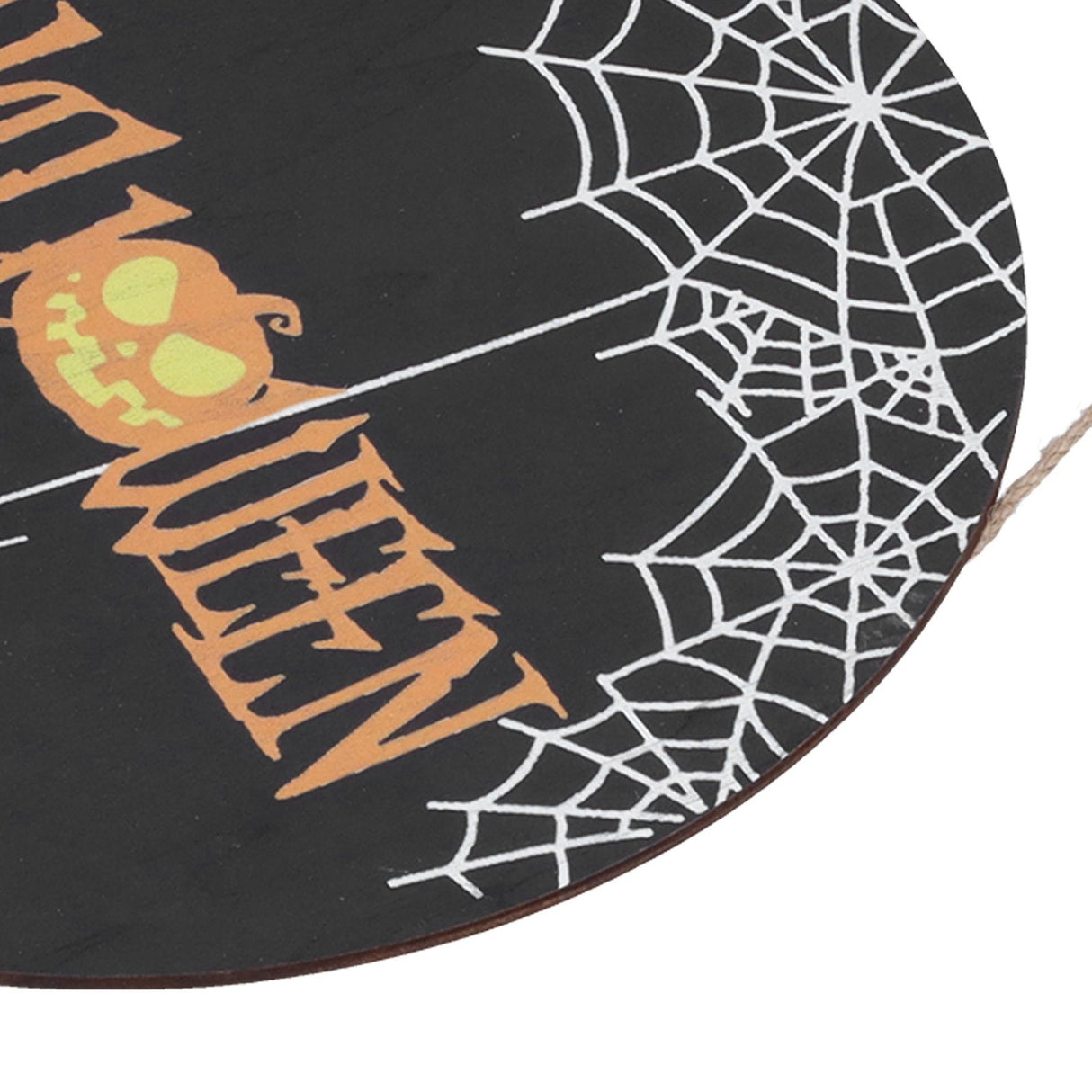 Halloween Spider Web Pattern Wooden Welcome Sign Decorative Hanging Board for Indoor OutdoorWithout Bow
