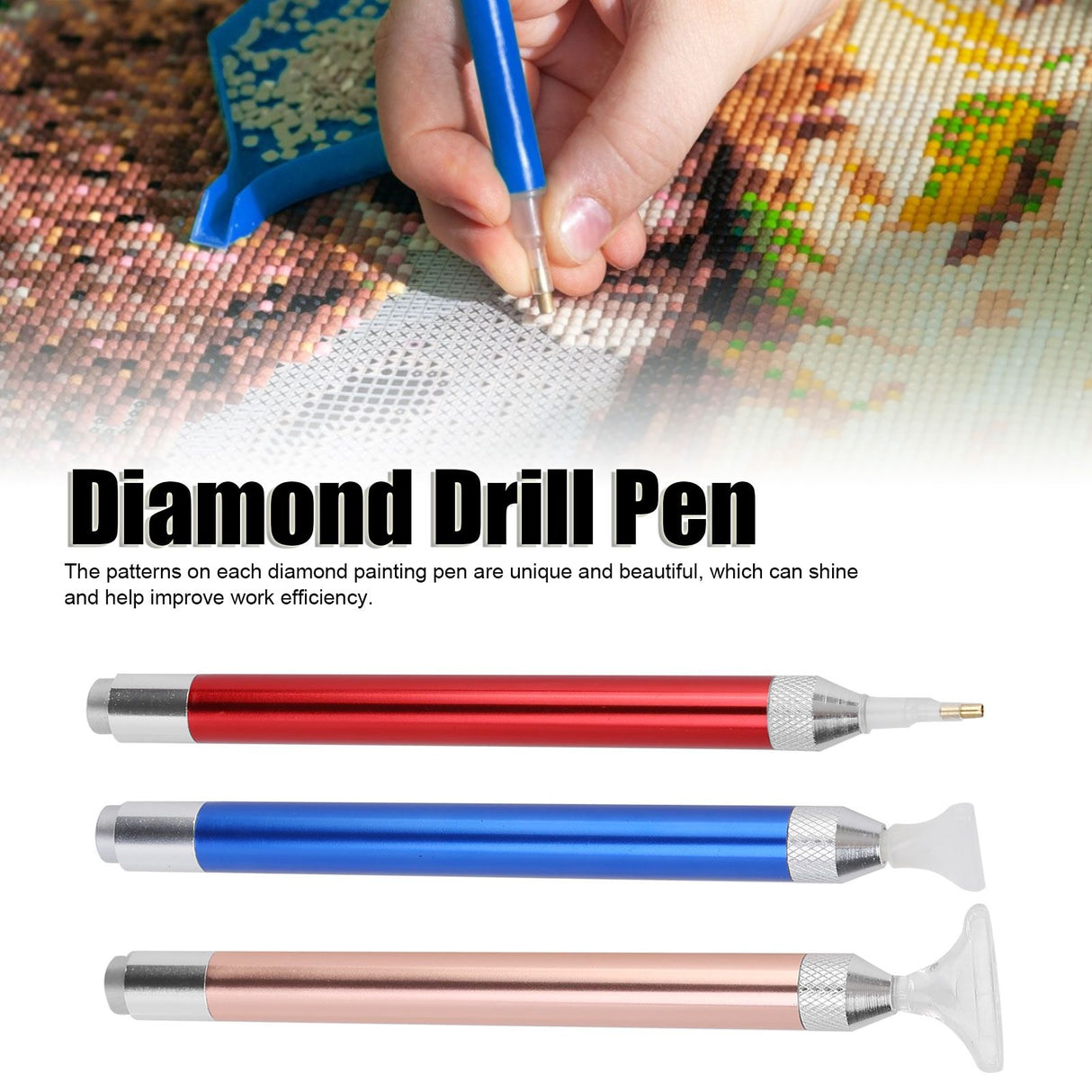 3Set Luminous Diamond Painting Pen with Magnifier for 5D DIY Diamond Art Cross Stitched Embroidery