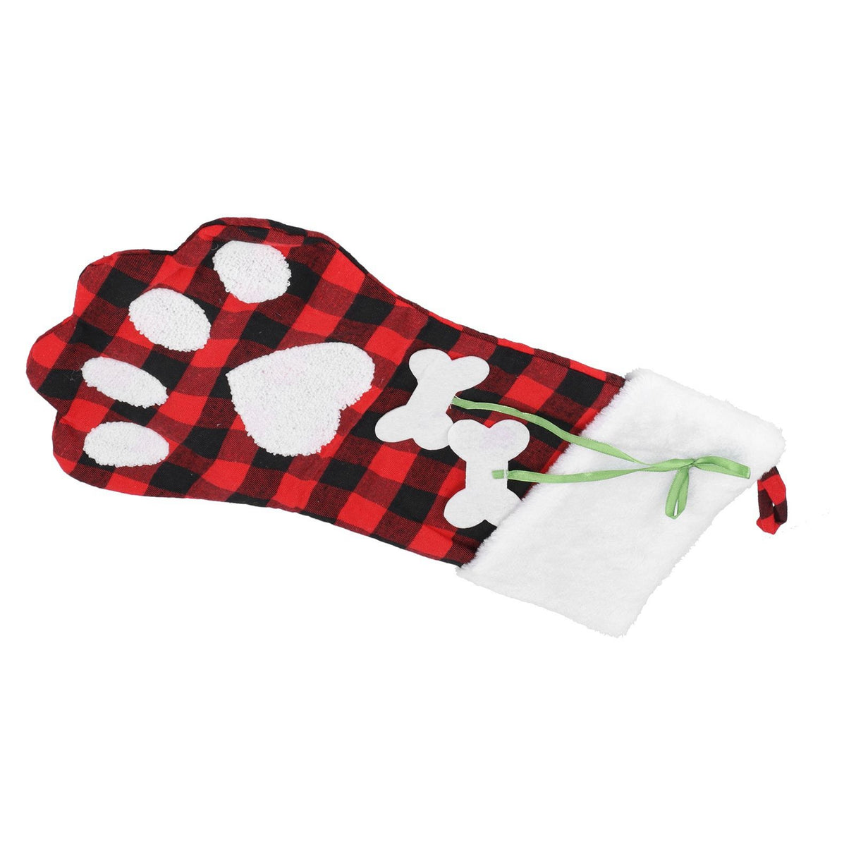 Paw Christmas Stockings Cute Dog Paw Hanging Christmas Stockings for Holiday Christmas DecorationsBlack and Red Plaid