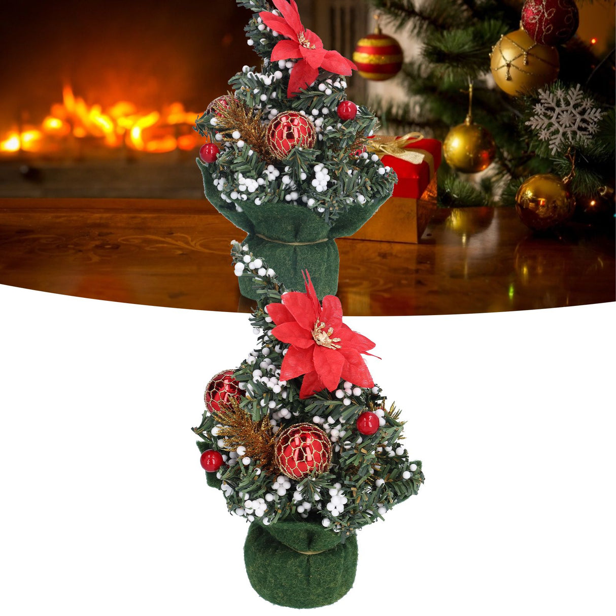 Artificial Christmas Tree Mini Exquisite Cute Bright Colors Desktop Innovative Christmas Tree OrnamentsRed