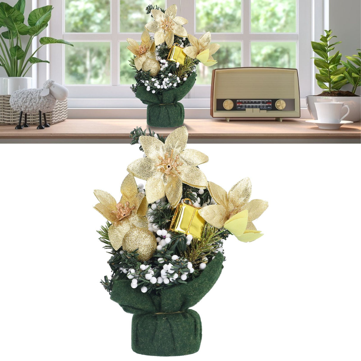 Artificial Christmas Tree Mini Exquisite Cute Bright Colors Desktop Innovative Christmas Tree OrnamentsGold
