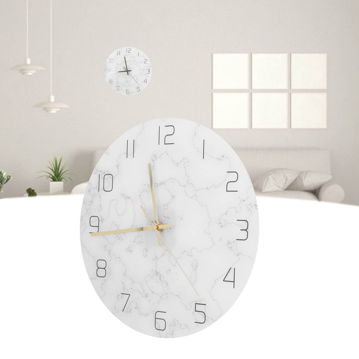 Simple Marble Wall Clock Fashion Cracked Acrylic Material UV Printing Clock Living Room Decoration