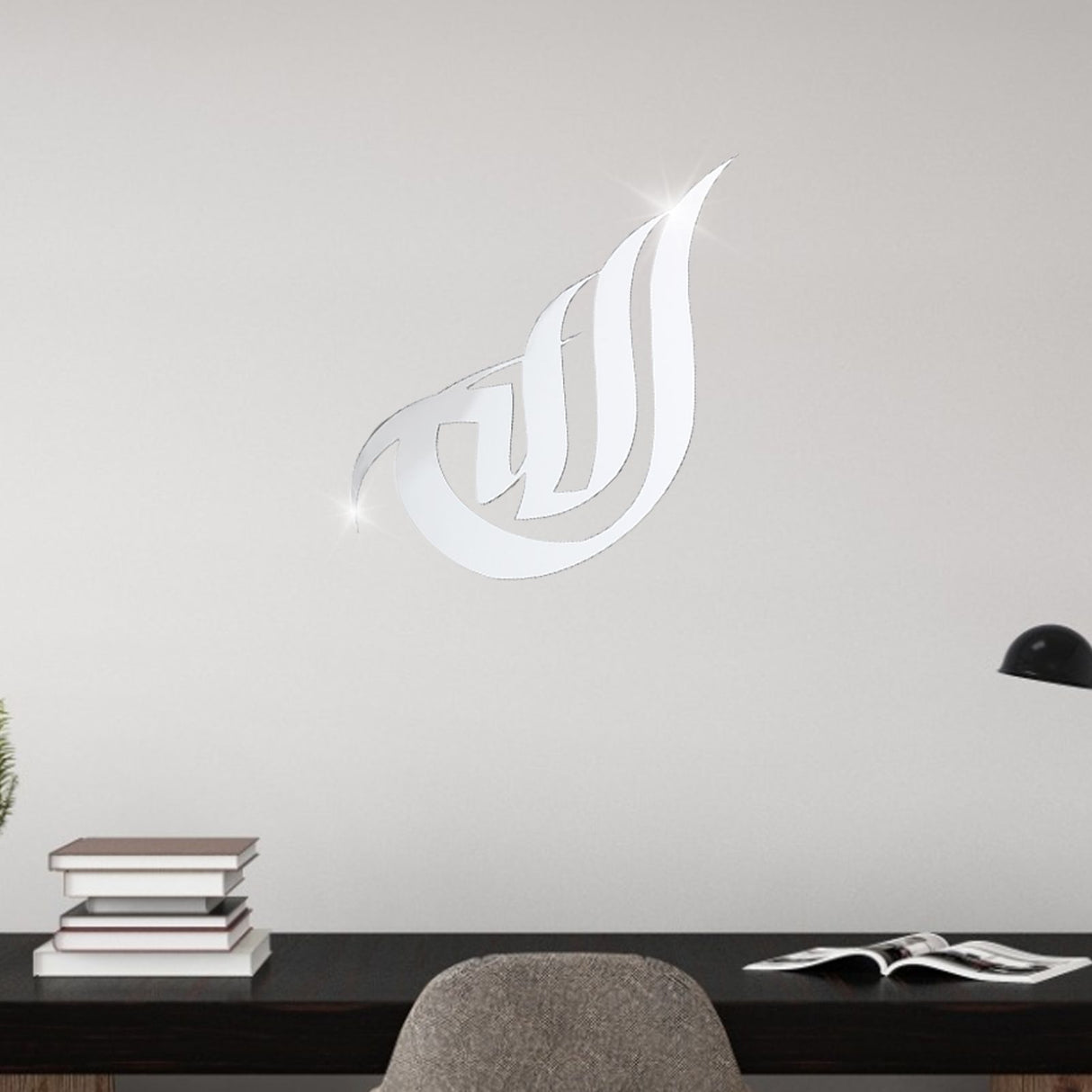 3 Dimensional Thickened Mirror Wall Sticker Acrylic Self Adhesive Wall Decoration for HomeJM740 Silver+EVA Glue