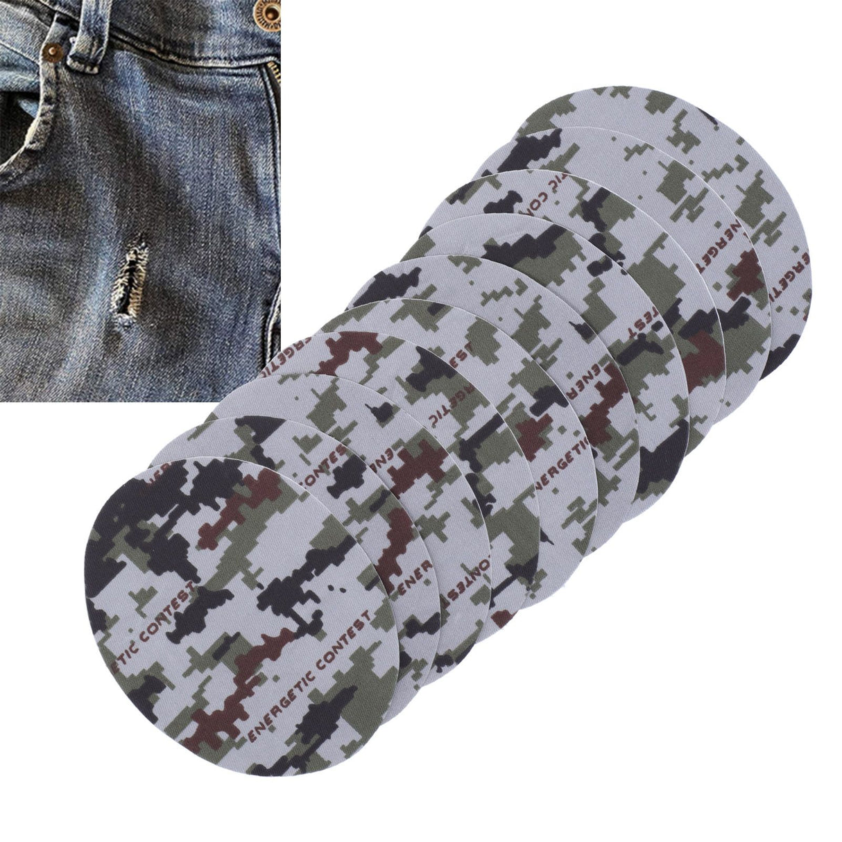 10PCS Camouflage Clothes Patches Clothing Repair Decorating Kit for Pants Down Jacket Decoration