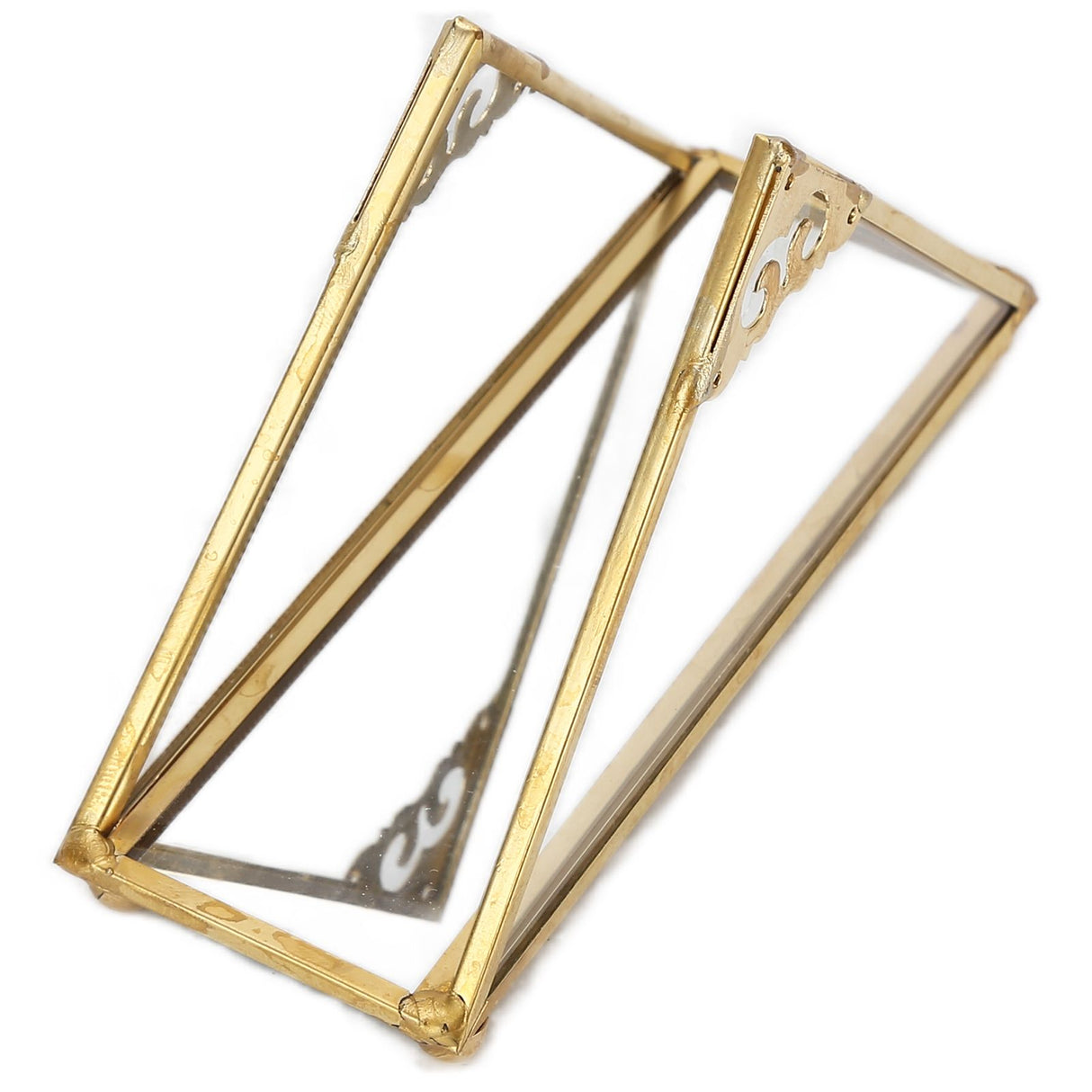 Mirror Jewelry Tray Glass Perfume Storage Tray Jewelry Plate Golden Metal Decorative Tray