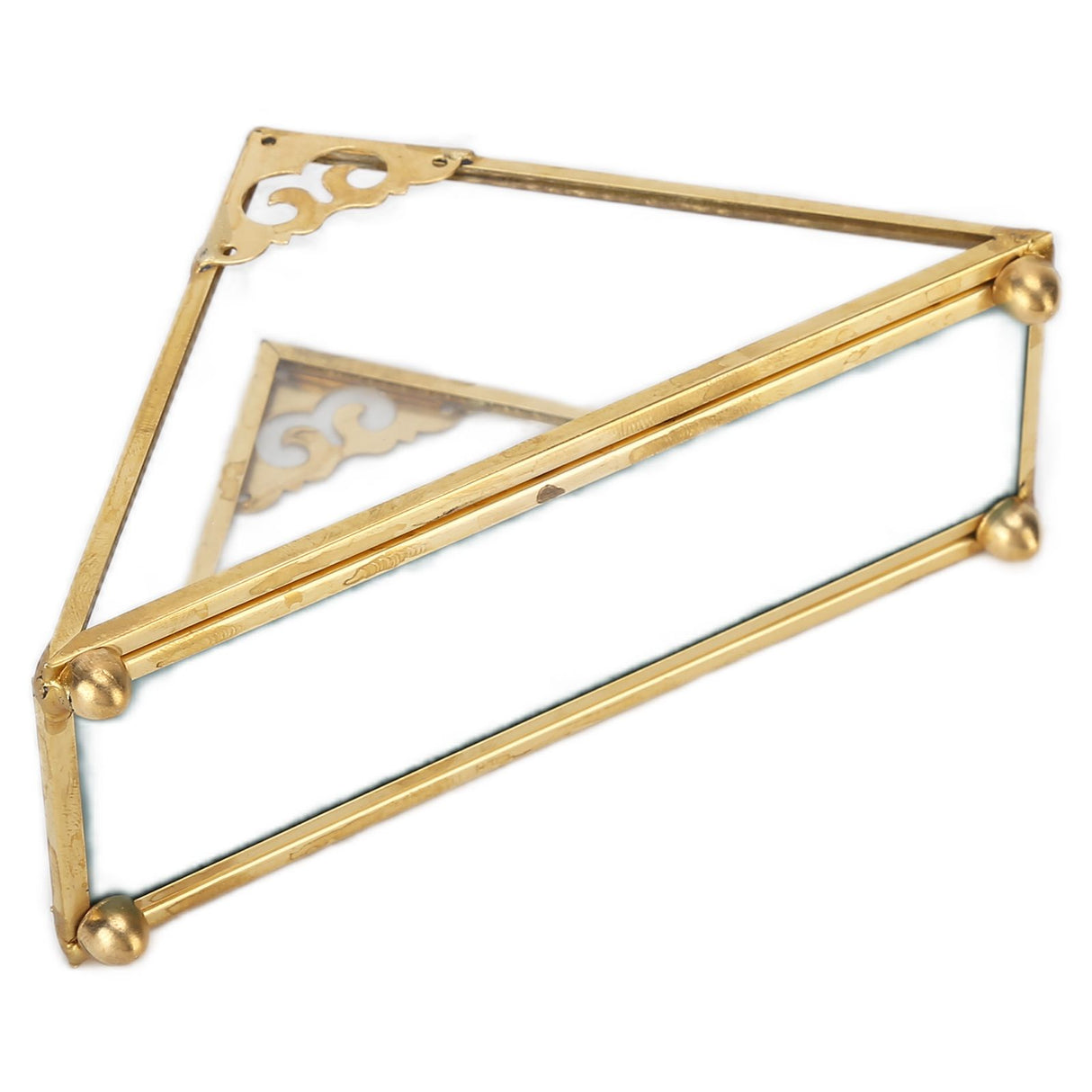 Mirror Jewelry Tray Glass Perfume Storage Tray Jewelry Plate Golden Metal Decorative Tray