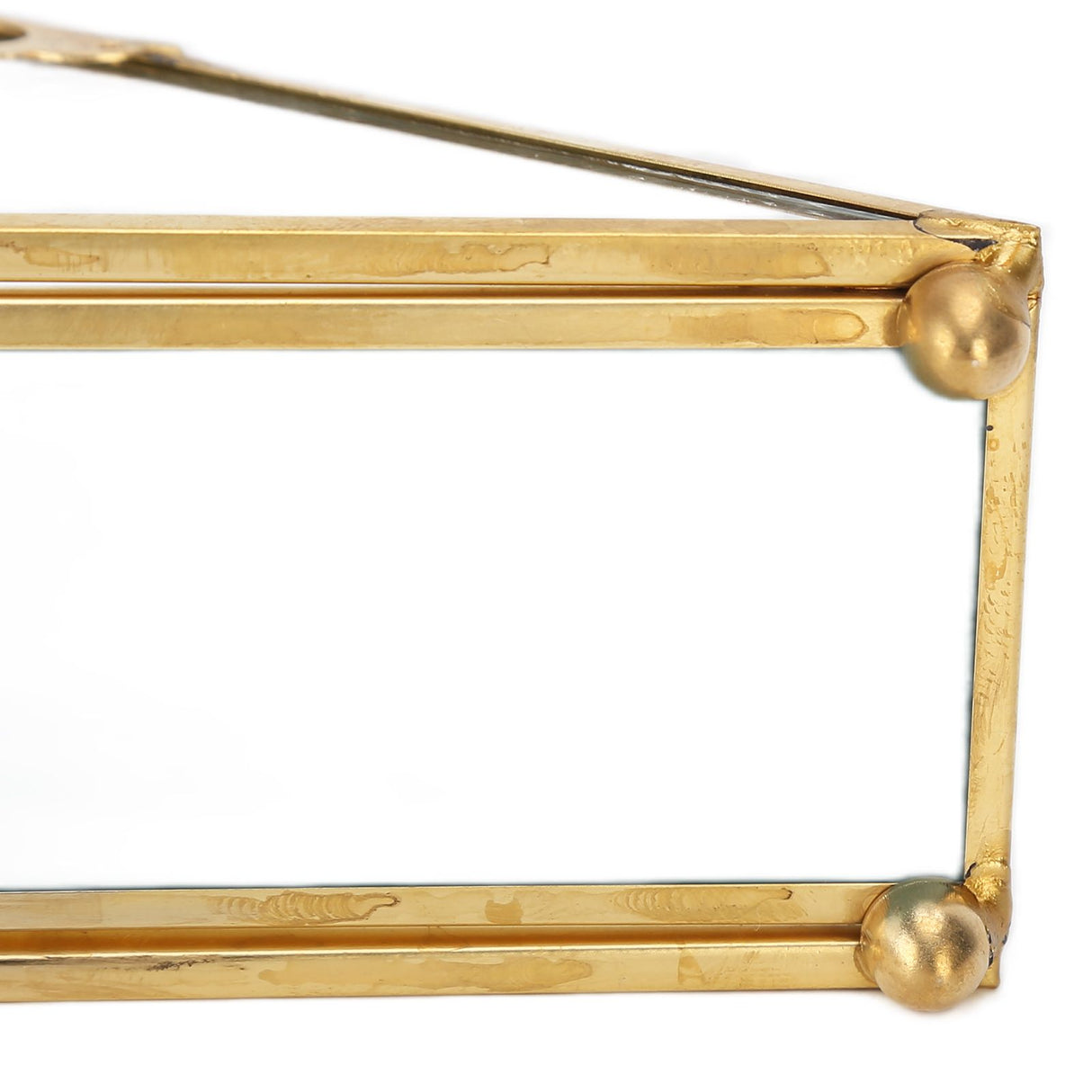 Mirror Jewelry Tray Glass Perfume Storage Tray Jewelry Plate Golden Metal Decorative Tray