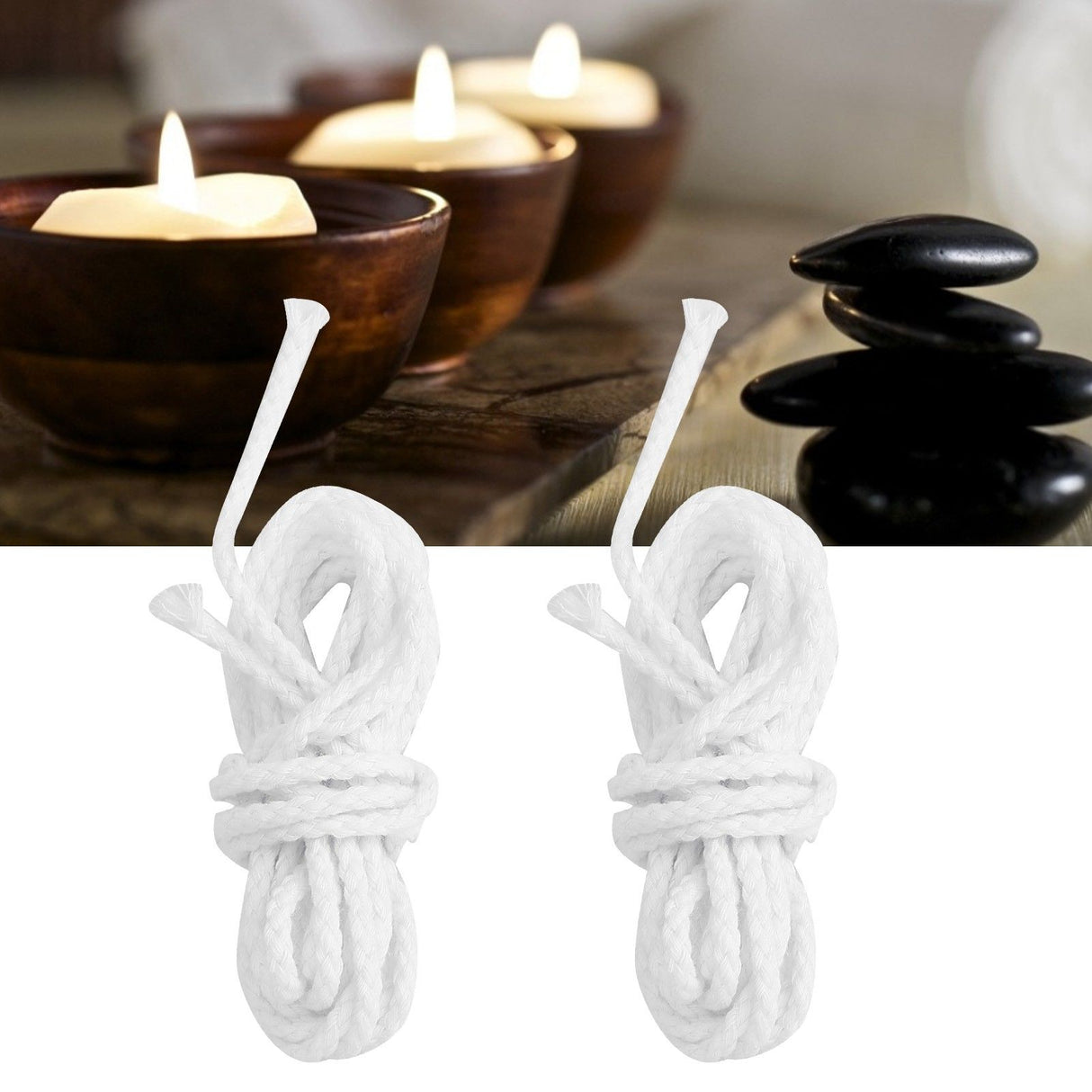2pcs Candle Wicks Good Oil Absorbency Combustion Durable Braid Cotton Candle Wick for DIY Oil Lamp2.6mm