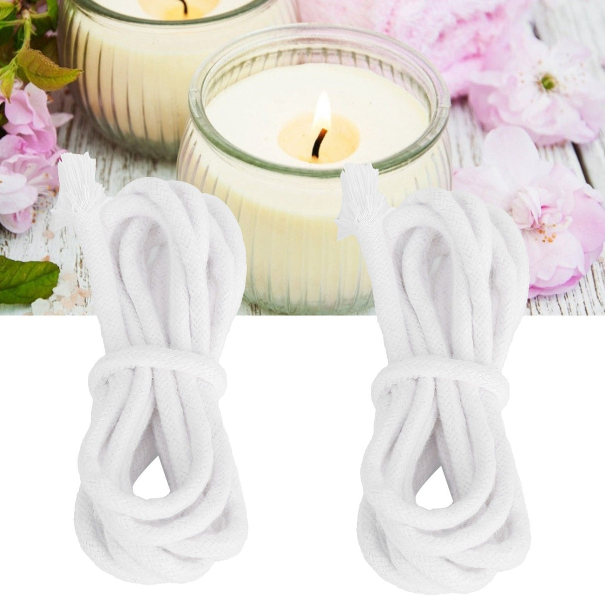 2pcs Candle Wicks Good Oil Absorbency Combustion Durable Braid Cotton Candle Wick for DIY Oil Lamp5mm