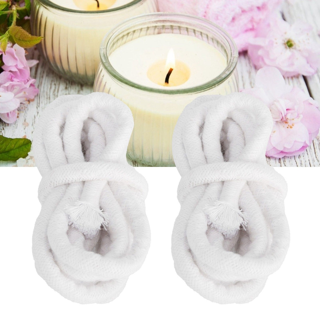2pcs Candle Wicks Good Oil Absorbency Combustion Durable Braid Cotton Candle Wick for DIY Oil Lamp10mm