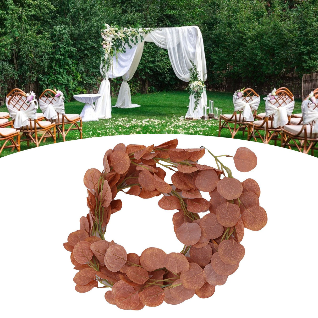 Fake Leaves Fabric Simulated Exquisite Greenery Eucalyptus Garland for Home WeddingRed
