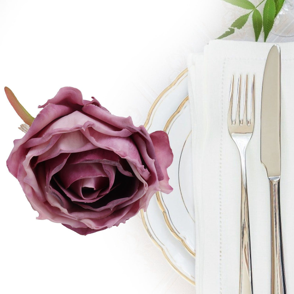 2Pcs Novelty Wooden Napkin Buckle Artificial Floral Napkin Ring for Festival Table DecorationPurple