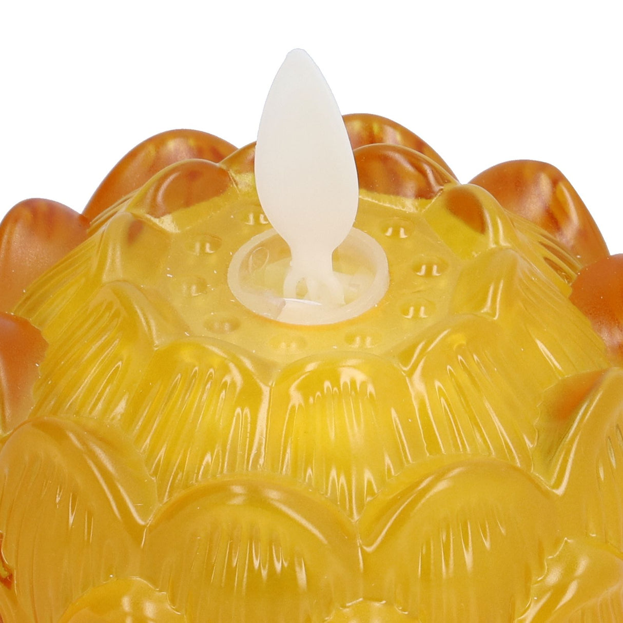 LED Flower Lamp Imitation Glass Yellow Light Electronic Candle Lotus Flower Decor for Home OfficeYellow