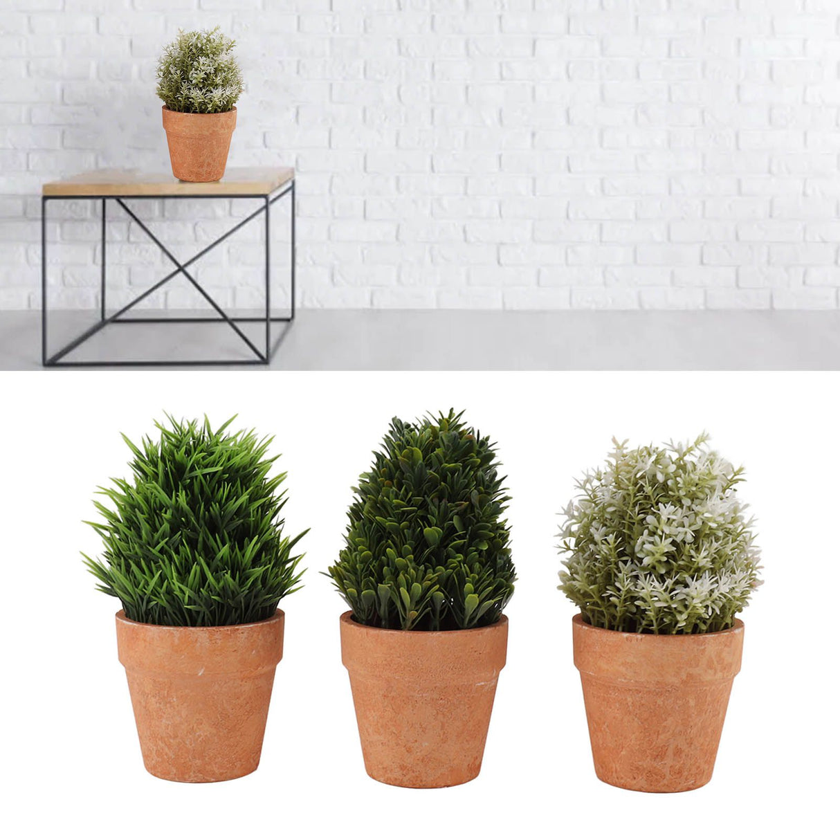 3PCS Artificial Potted Plants Set Plastic Indoor Small Fake Greenery Potted Plants for Home Bathroom Living Room Bedroom Office Desk Bookshelf Decor
