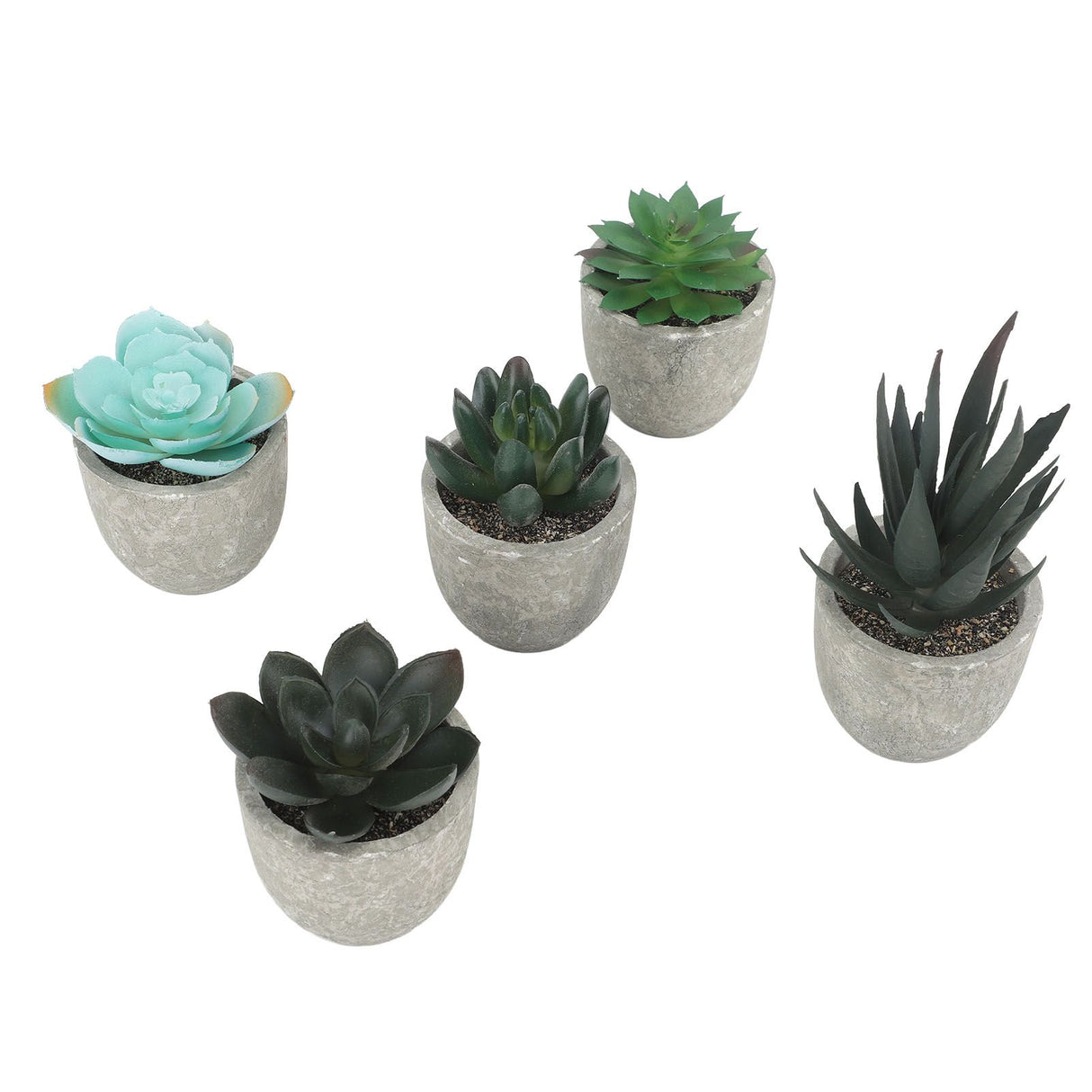 5pcs Artificial Succulent Plants Potted Assorted Mini Decorative Faux Succulent Potted Fake Plants Succulents in Paper Pulp Pot