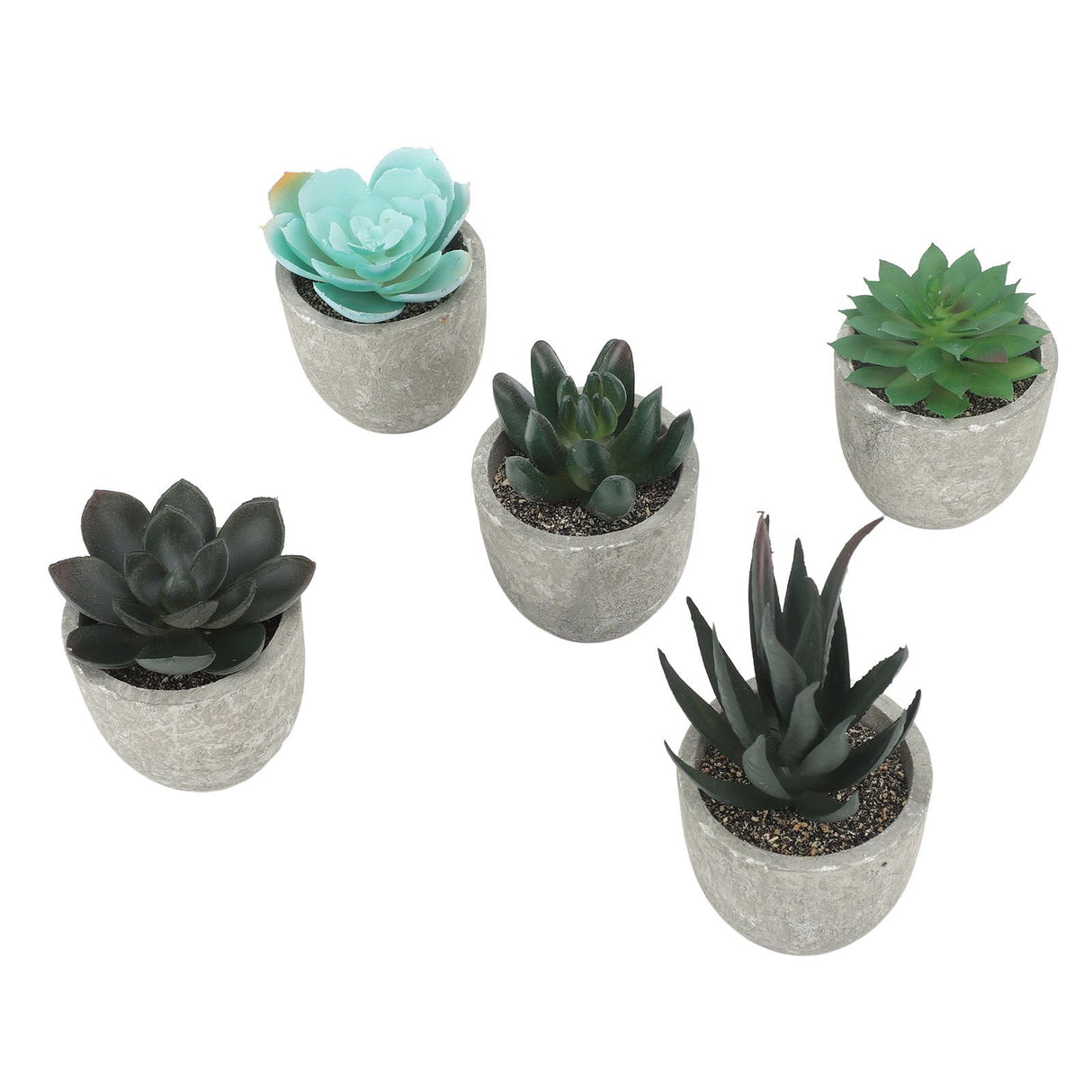 5pcs Artificial Succulent Plants Potted Assorted Mini Decorative Faux Succulent Potted Fake Plants Succulents in Paper Pulp Pot