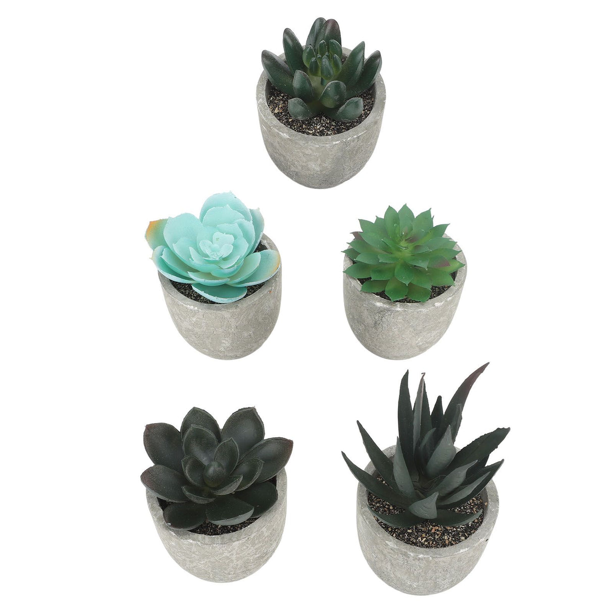 5pcs Artificial Succulent Plants Potted Assorted Mini Decorative Faux Succulent Potted Fake Plants Succulents in Paper Pulp Pot