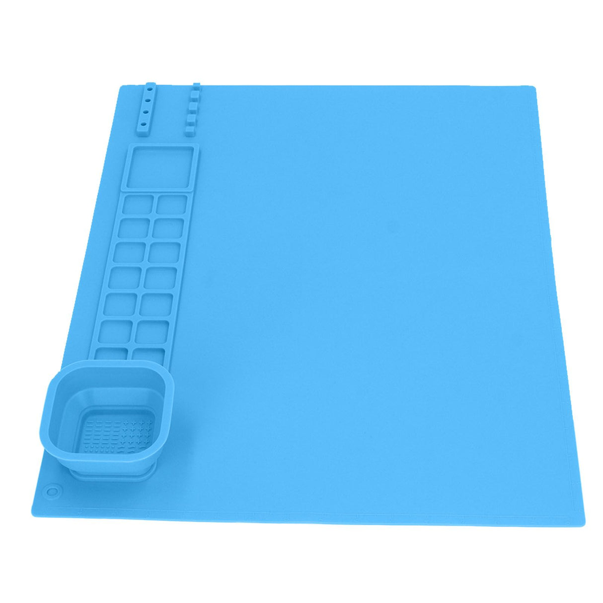 Silicone Painting Mat with Cup DIY Cultivate Artistic Talent Easy To Wipe Silicone Art Mat for Boys Girls Art Supplies Blue