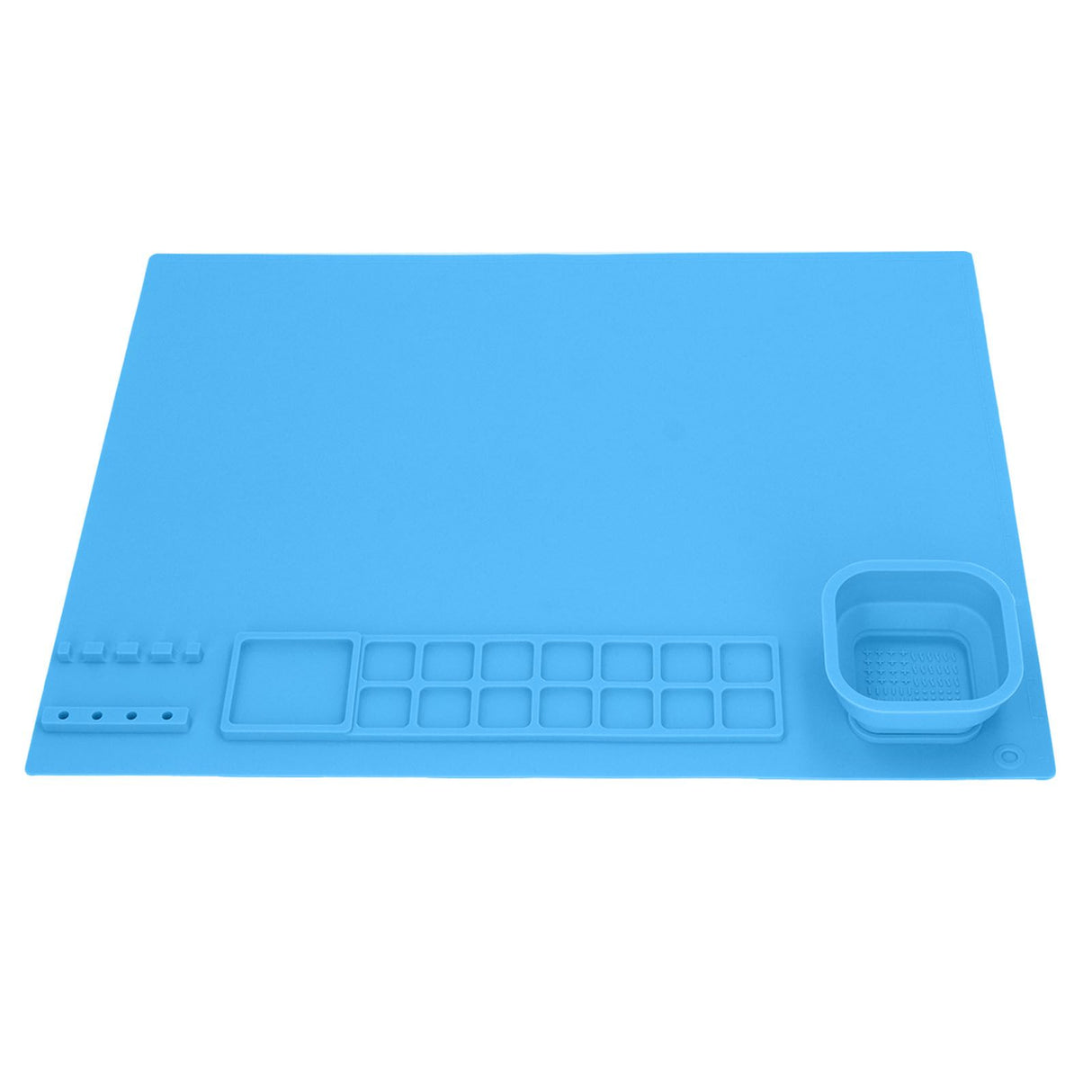 Silicone Painting Mat with Cup DIY Cultivate Artistic Talent Easy To Wipe Silicone Art Mat for Boys Girls Art Supplies Blue