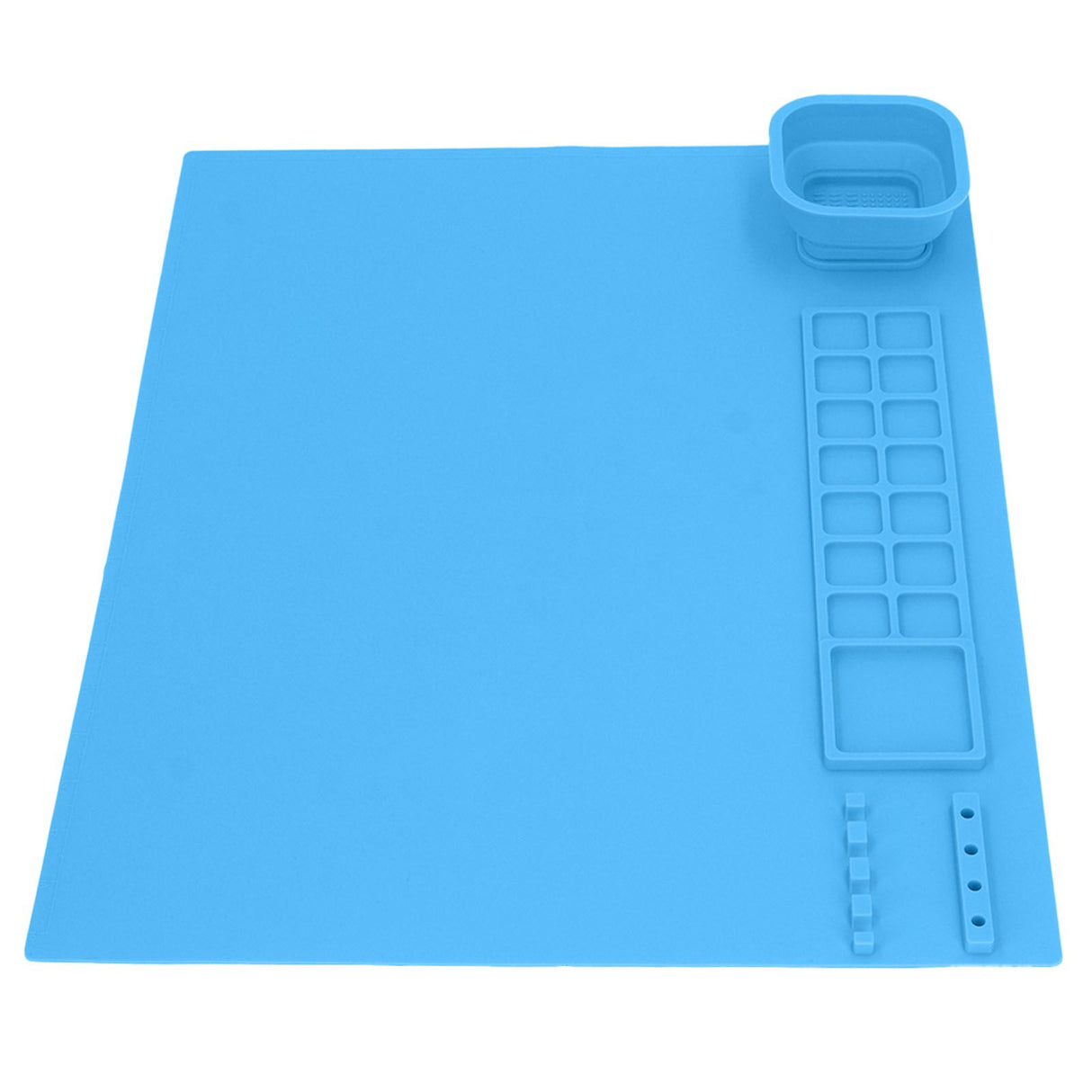 Silicone Painting Mat with Cup DIY Cultivate Artistic Talent Easy To Wipe Silicone Art Mat for Boys Girls Art Supplies Blue