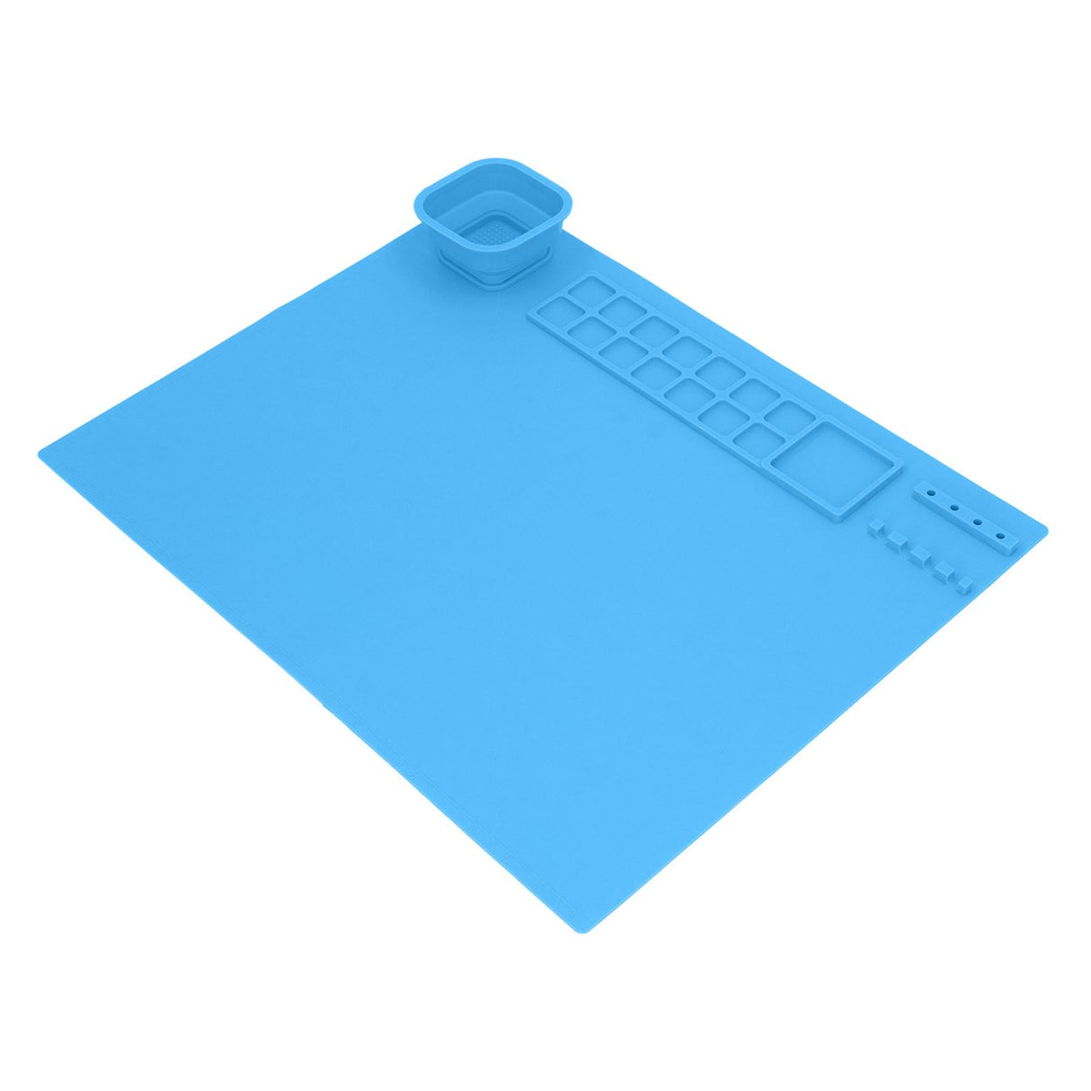 Silicone Painting Mat with Cup DIY Cultivate Artistic Talent Easy To Wipe Silicone Art Mat for Boys Girls Art Supplies Blue