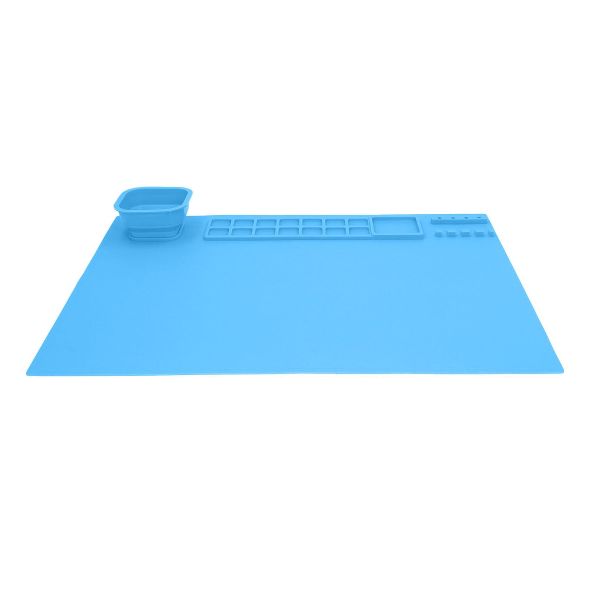 Silicone Painting Mat with Cup DIY Cultivate Artistic Talent Easy To Wipe Silicone Art Mat for Boys Girls Art Supplies Blue