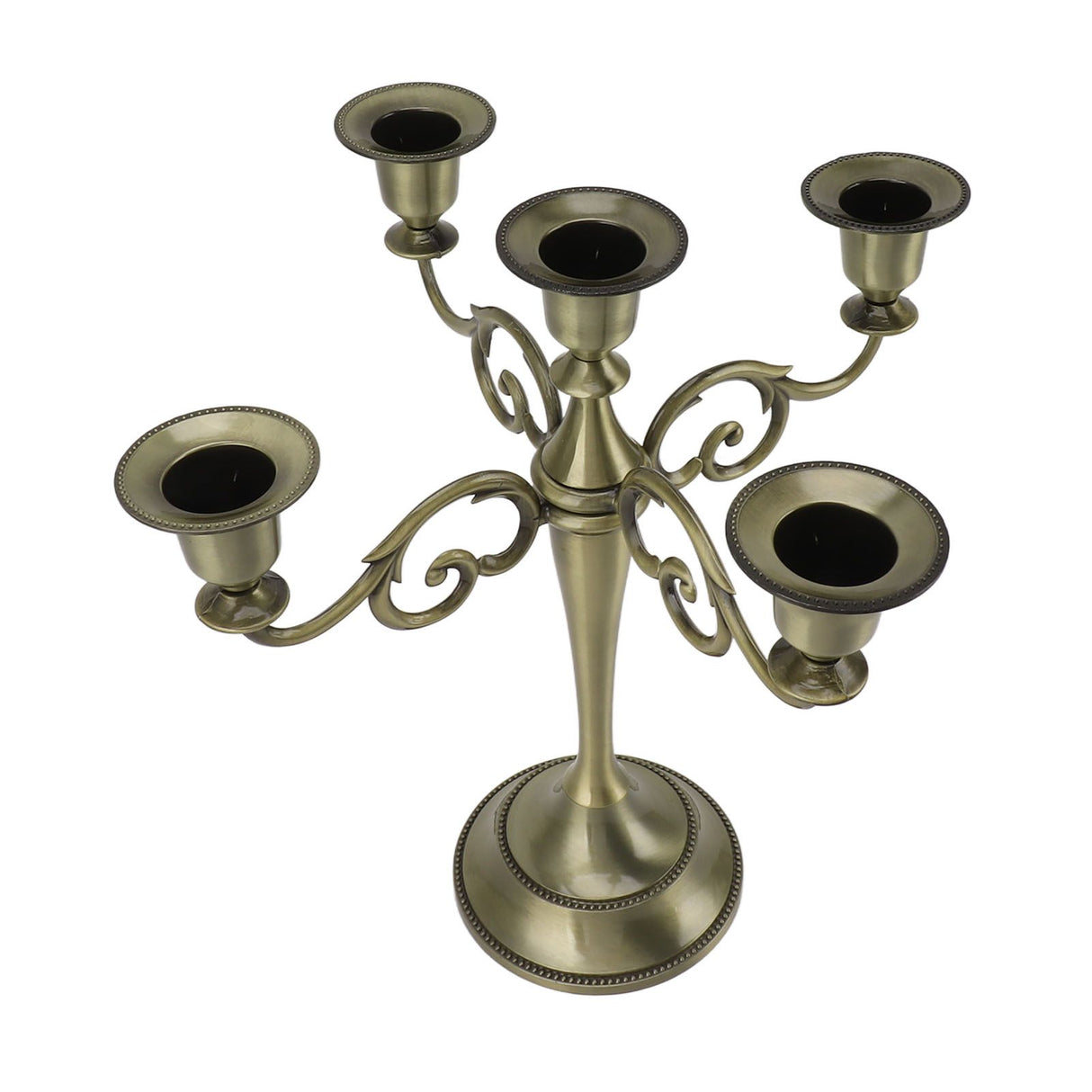 5 Arm Candlestick Holder Iron Retro Decorative Candle Holder Centerpiece for Home Church Cyan