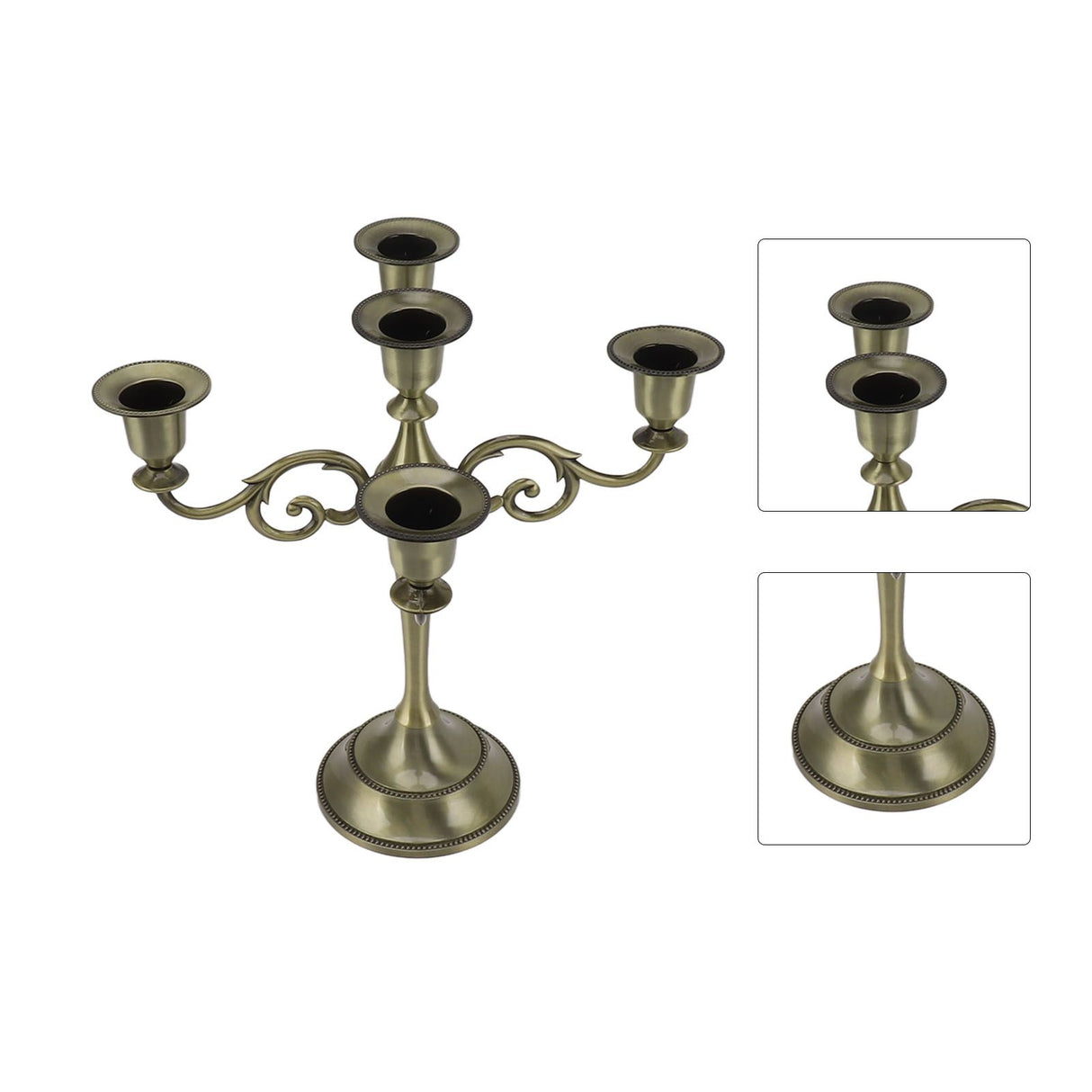 5 Arm Candlestick Holder Iron Retro Decorative Candle Holder Centerpiece for Home Church Cyan