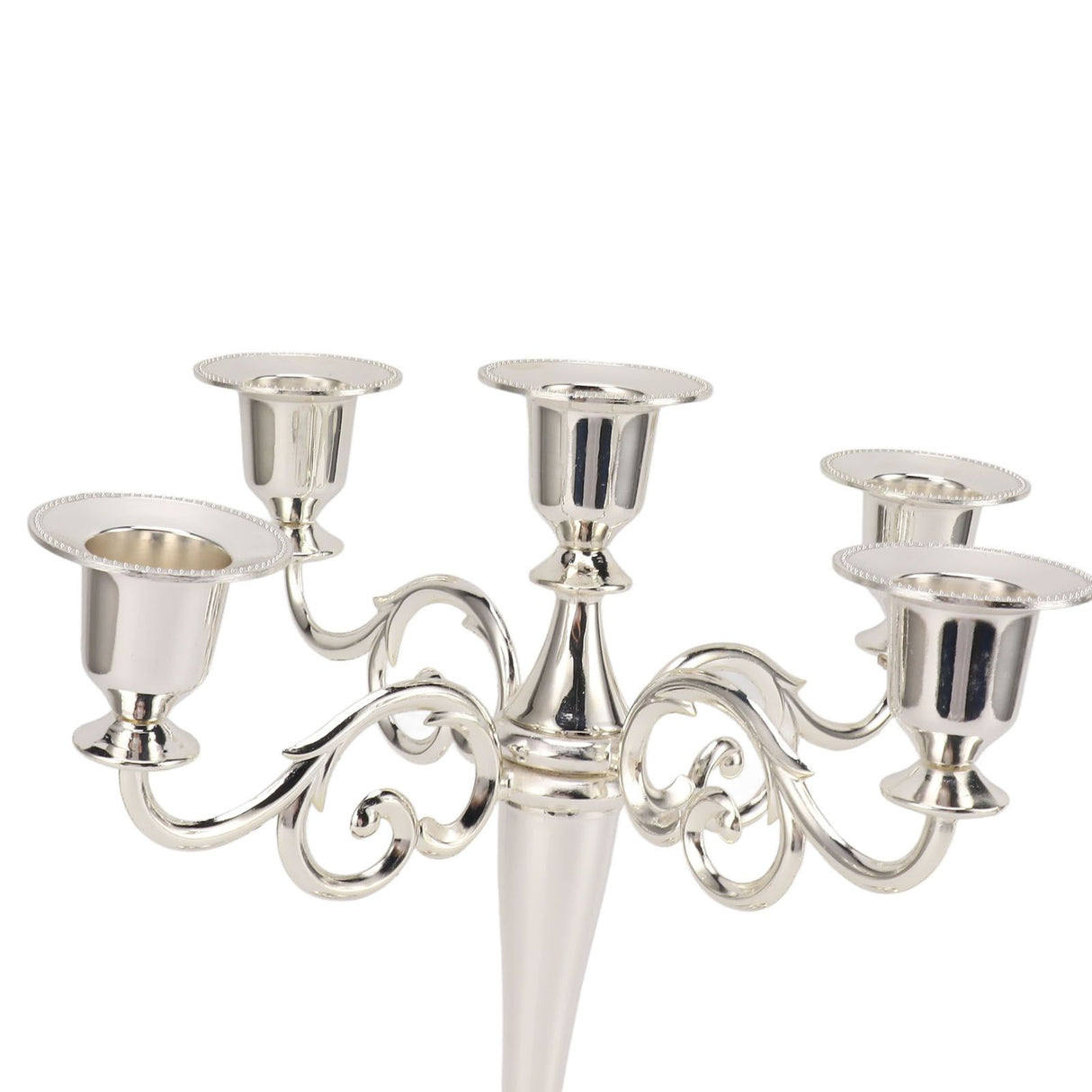 5 Arm Candlestick Holder Iron Retro Decorative Candle Holder Centerpiece for Home Church Silver