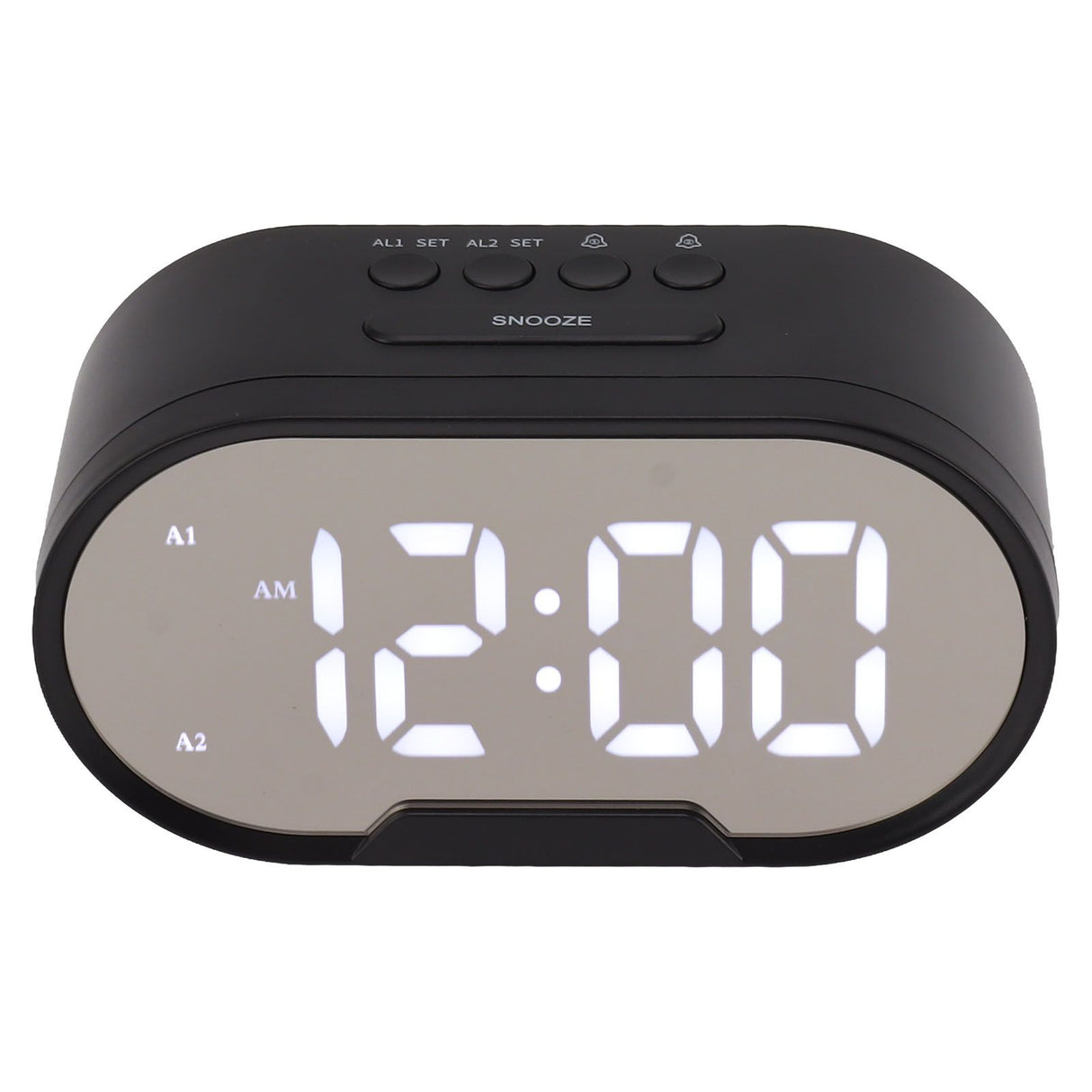 Digital Alarm Clock USB LED Display White Light Mirror Electronic Desktop Clock for Bedroom Living Room Office Black Case