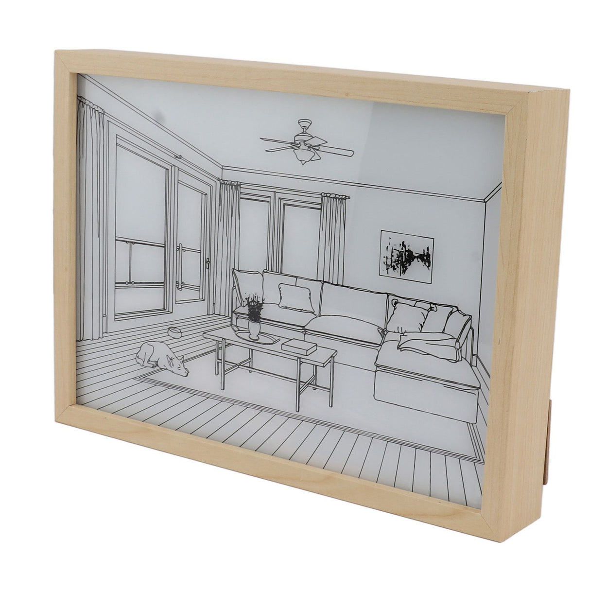 LED Illuminated Wall Art Lighted Decor Light Shadow Photo Frame Painting 3 Colours Dimmable for Bedroom Living Room L Model 1