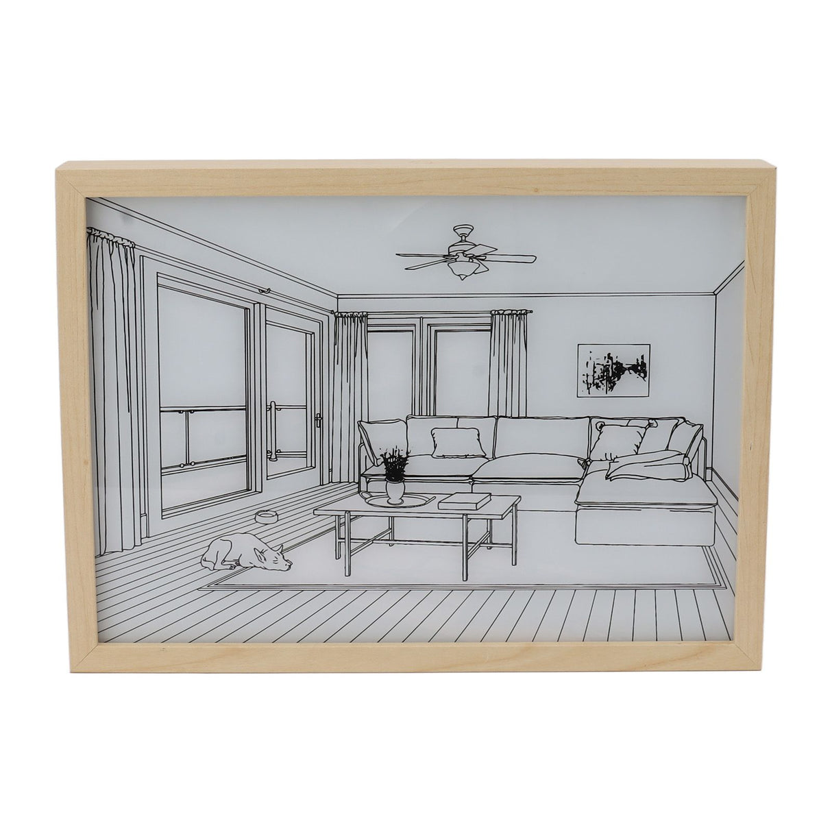 LED Illuminated Wall Art Lighted Decor Light Shadow Photo Frame Painting 3 Colours Dimmable for Bedroom Living Room L Model 1