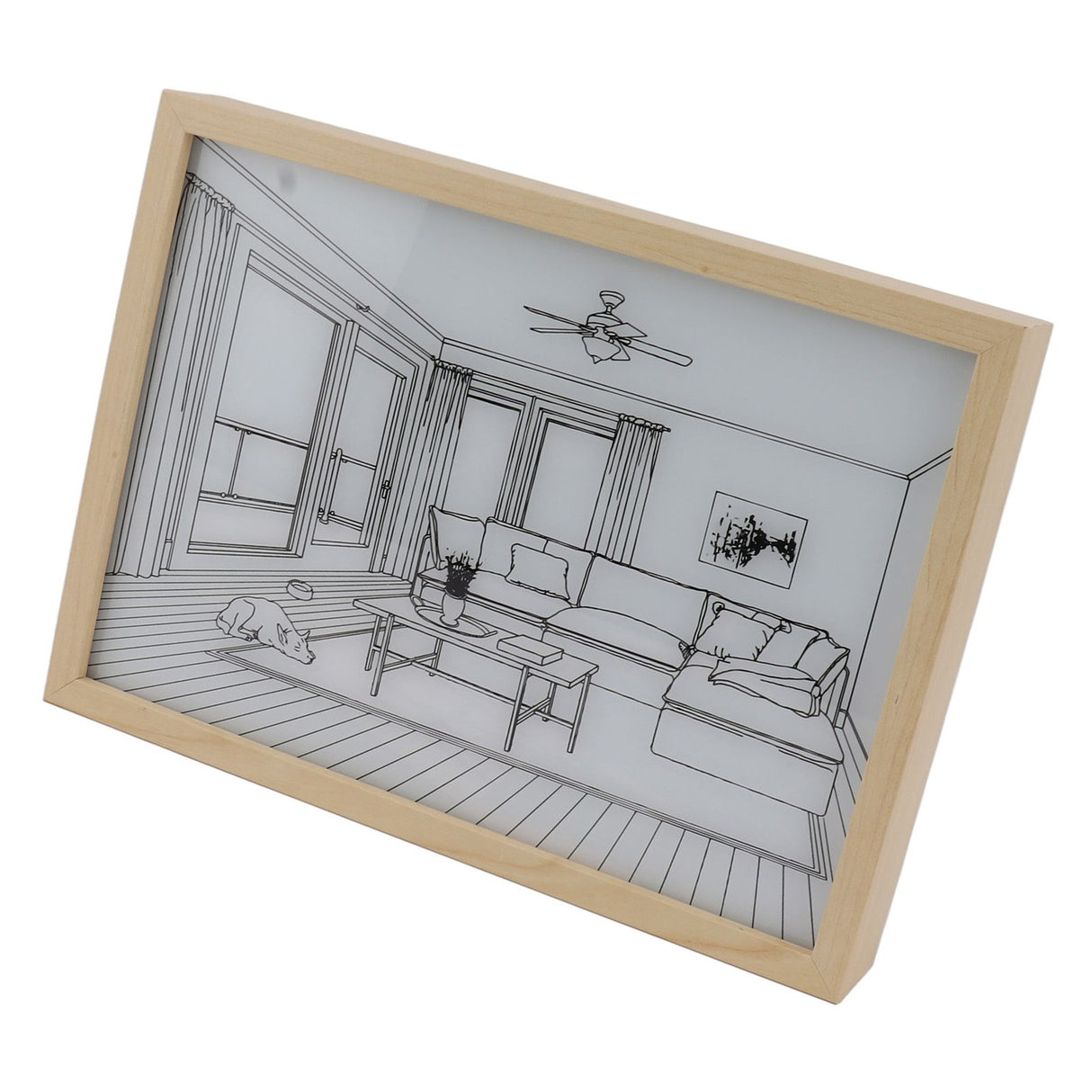 LED Illuminated Wall Art Lighted Decor Light Shadow Photo Frame Painting 3 Colours Dimmable for Bedroom Living Room L Model 1