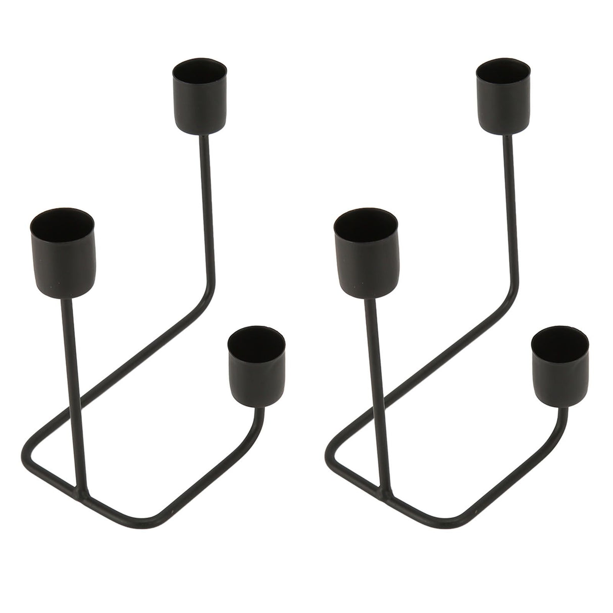2 Pcs 3 Arm Candle Holder Black Simple Modern Candlestick Holder Decorative Candelabra for Wedding Party