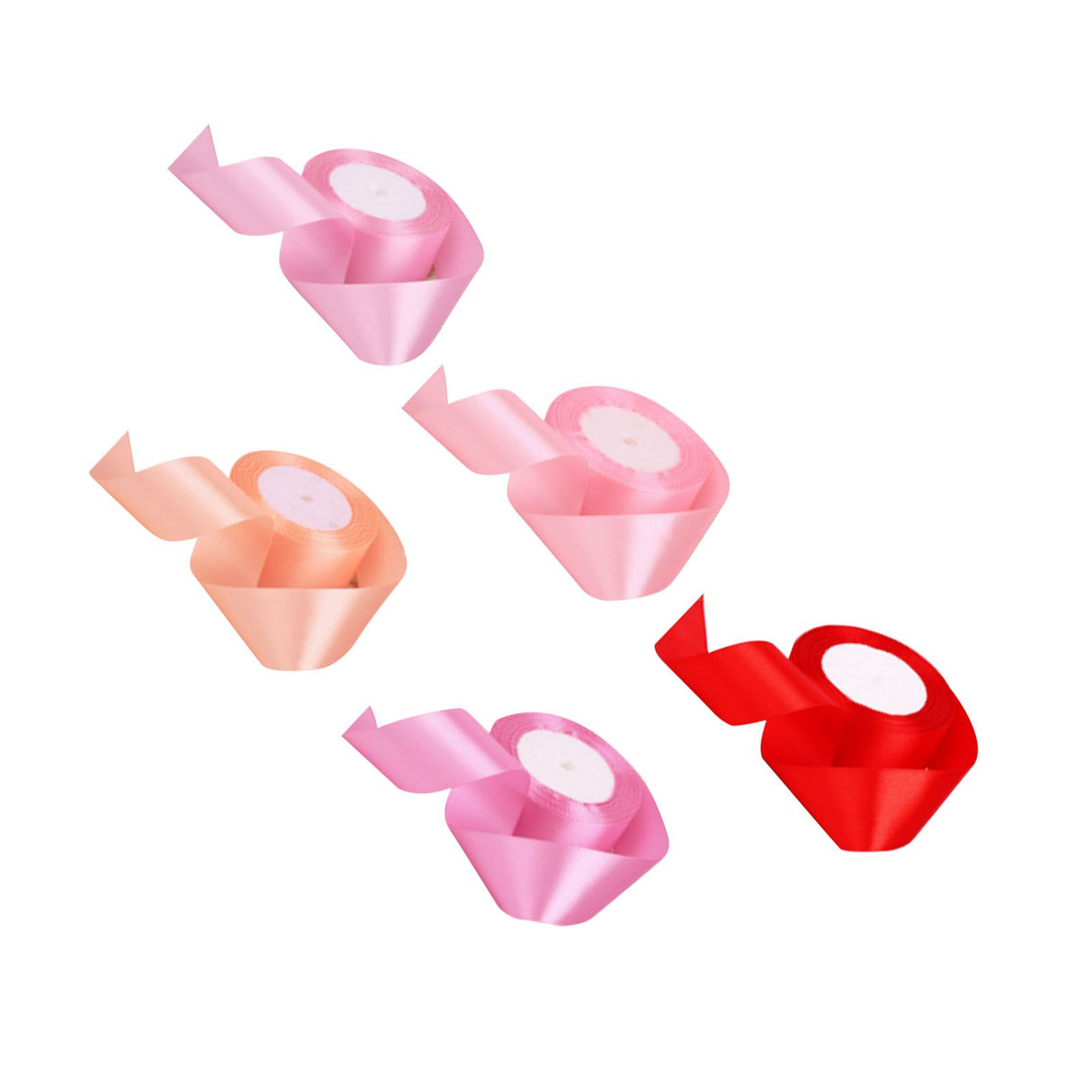 5 Roll Solid Color Ribbon 4cm Double Face Satin Ribbon for DIY Handcraft Gift Packaging 5 Colors