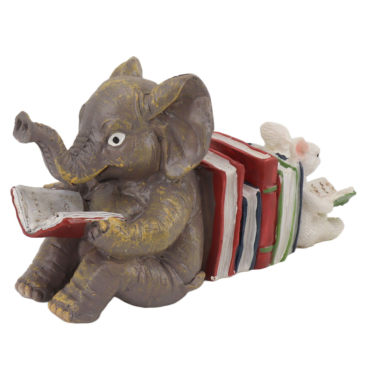 Figurine Statue Ornament Elephant Bunny Reading Resin Long Lasting Garden Sculpture Decor for Desk Outdoor Yard Office