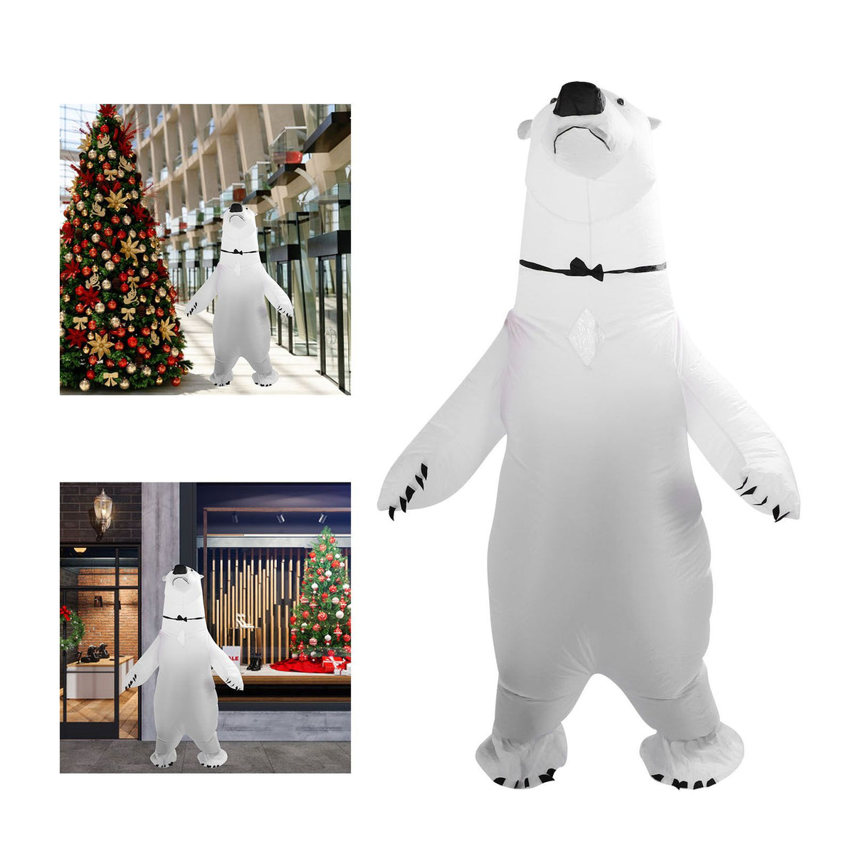 Inflatable Polar Bear Costume Reinforced Stitching Lightweight Reusable Waterproof Blow Up Animal Costumes for Halloween Cosplay