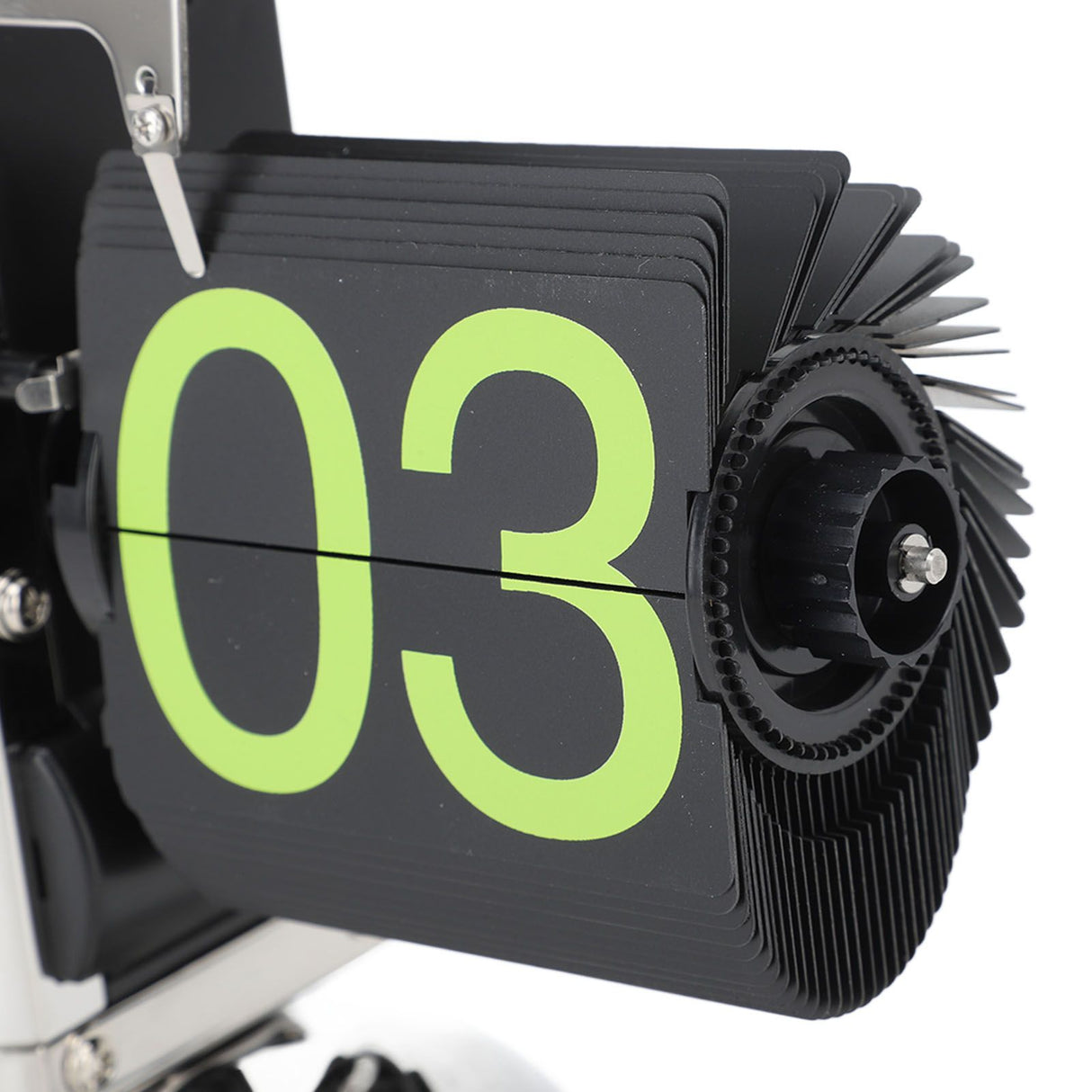 European Style Retro Digital Flip Down Clock 304 Stainless Steel Auto Mechanical Digital Flip Desk Clock for Home Livingroom 12 Hours Stainless Steel Green Number