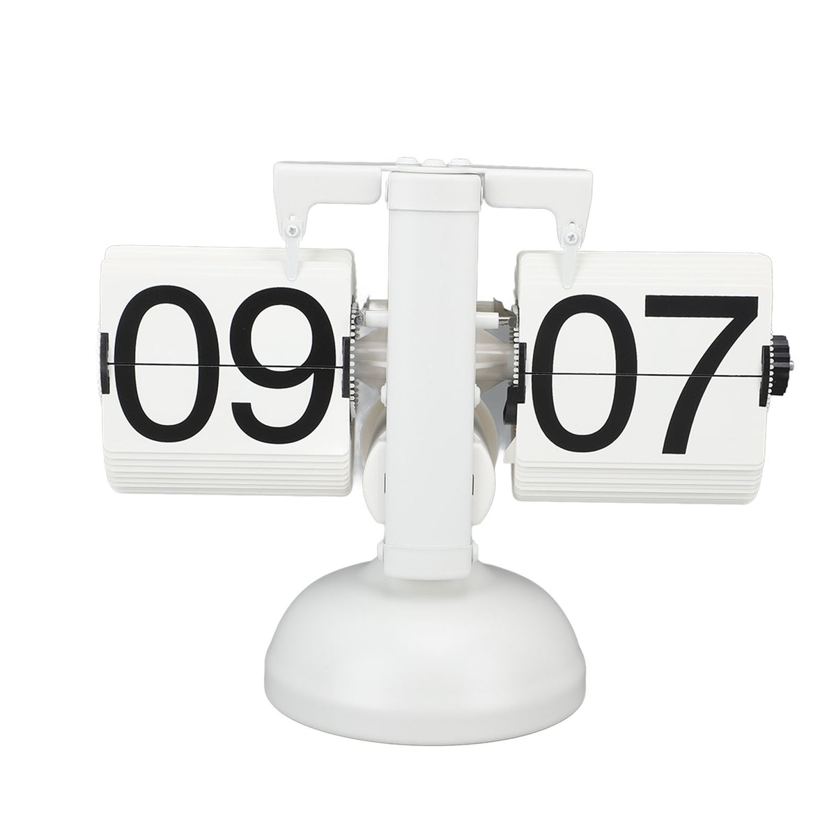 Flip Clock Large Number Battery Powered 304 Stainless Steel Tabletop Retro Flip Clock for Home Office 24 Hours All White