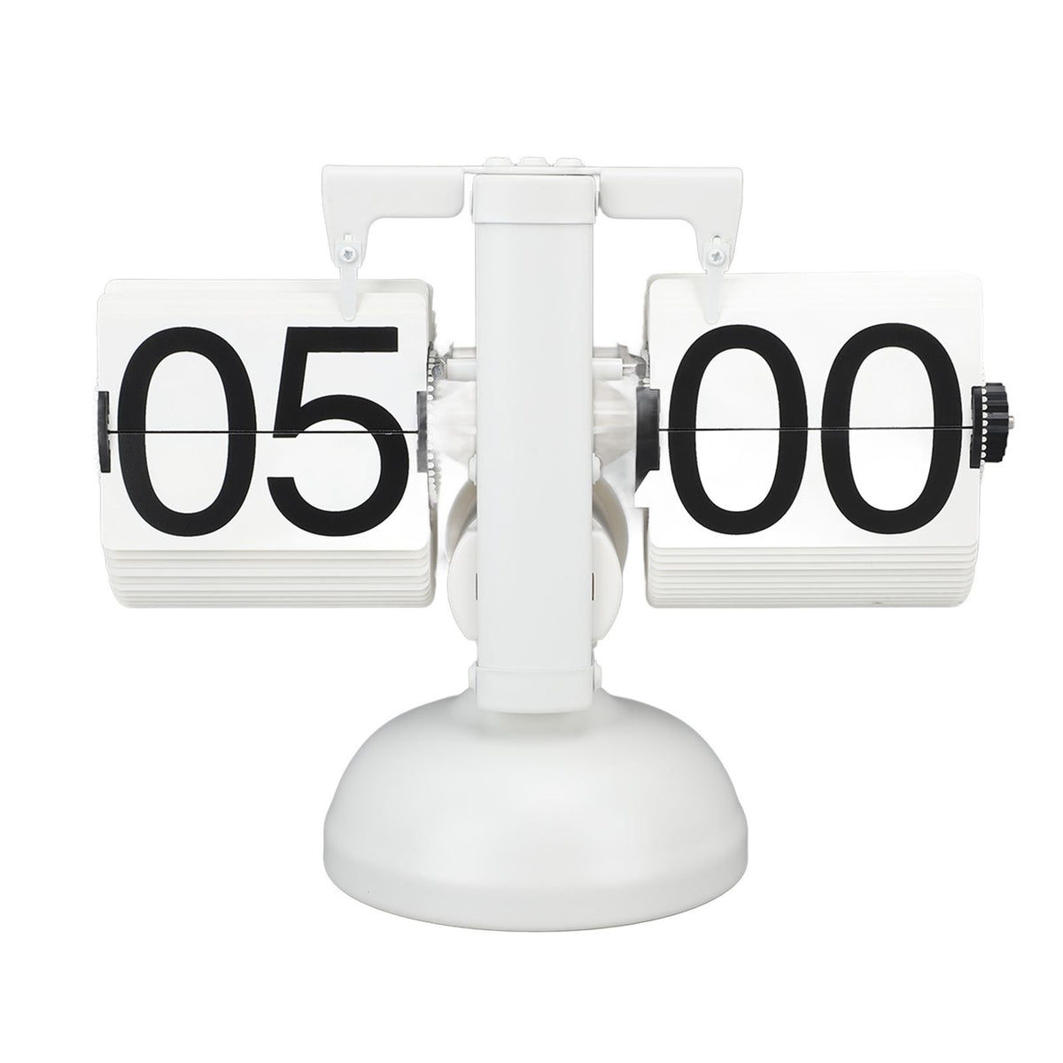 Flip Clock Large Number Battery Powered 304 Stainless Steel Tabletop Retro Flip Clock for Home Office 24 Hours All White
